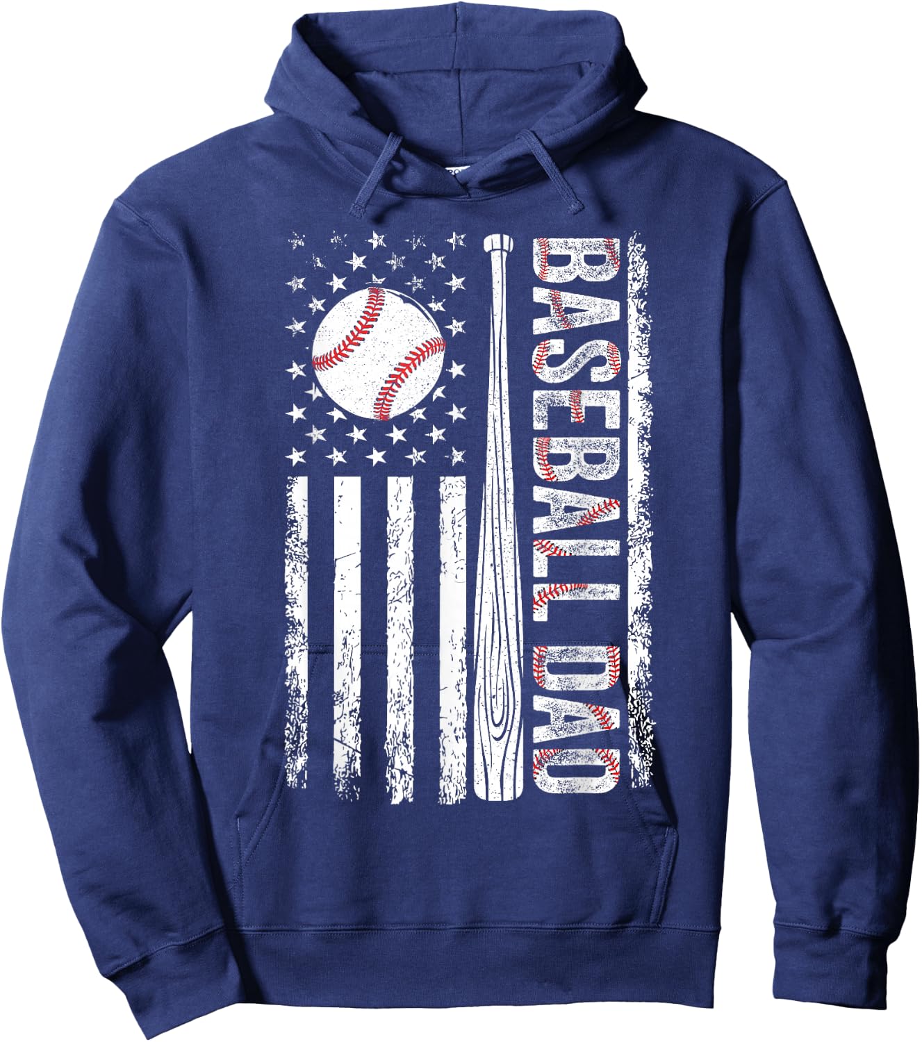 Baseball Dad American Flag Patriotic Father's Day USA Flag Hoodie - Hoodie | Navy