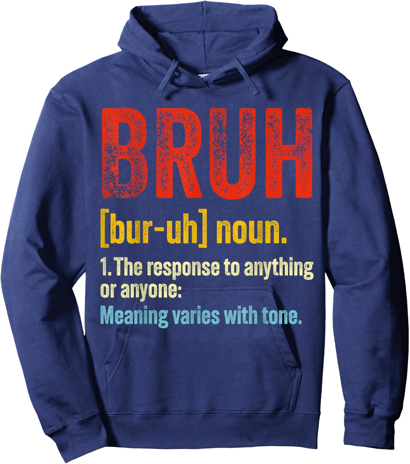 Vintage Bruh Definition Funny Brother Noun Sarcastic Quote Hoodie - Hoodie | Navy