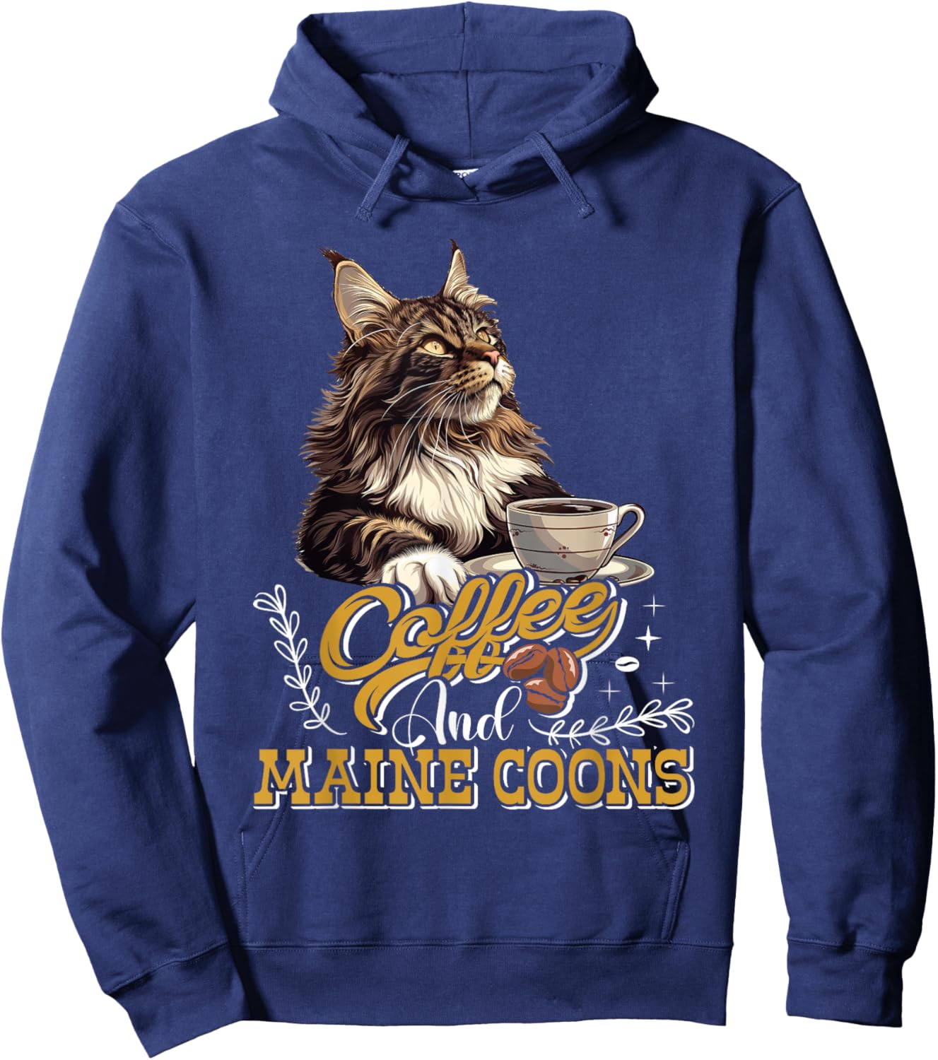 Maine Coon COFFEE AND MAINE COONS Funny Maine Coon Hoodie - Hoodie | Navy