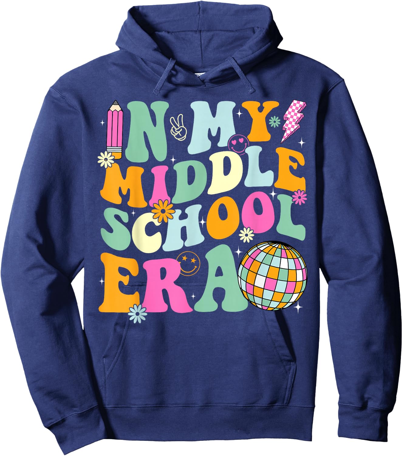 Groovy In My Middle School Era Back To School Teacher Hoodie - Hoodie | Navy