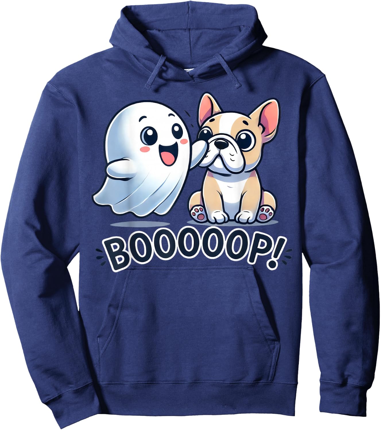 Funny Halloween Ghost French Bulldog Boop Easy Lazy Costume Men Women Kids Hoodie - Hoodie | Navy