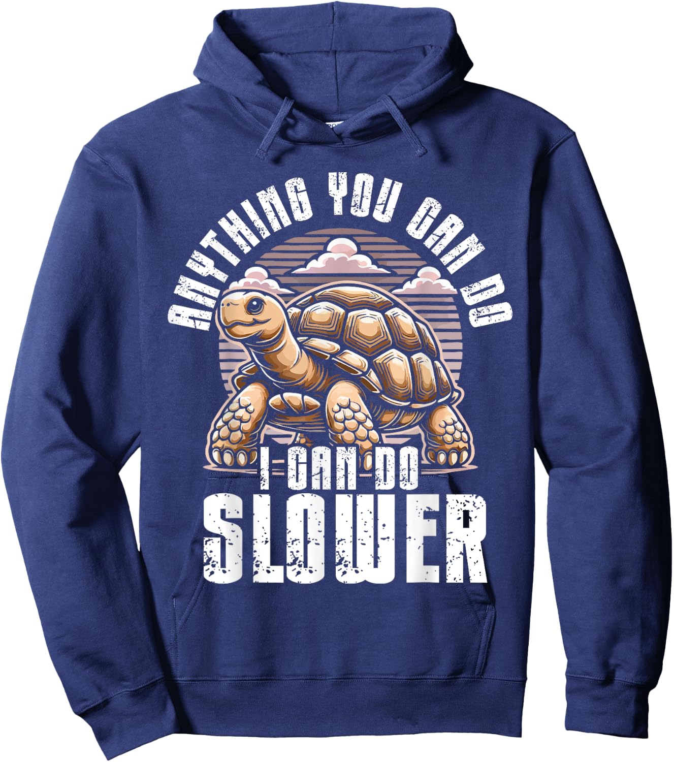 Sulcata Tortoise Turtle Funny Saying Slow Lazy Enthusiast Hoodie - Hoodie | Navy
