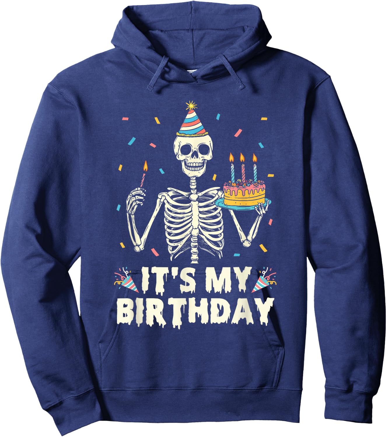 Skeleton It's My Birthday Party Happy Halloween Birthday Hoodie - Hoodie | Navy