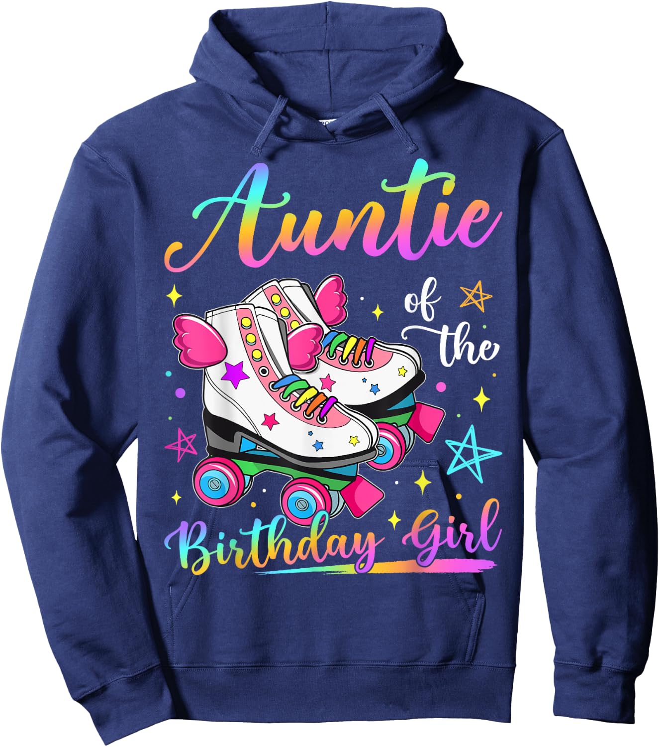 Auntie Of The Birthday Girl Rolling Skate Family Matching Hoodie - Hoodie | Navy