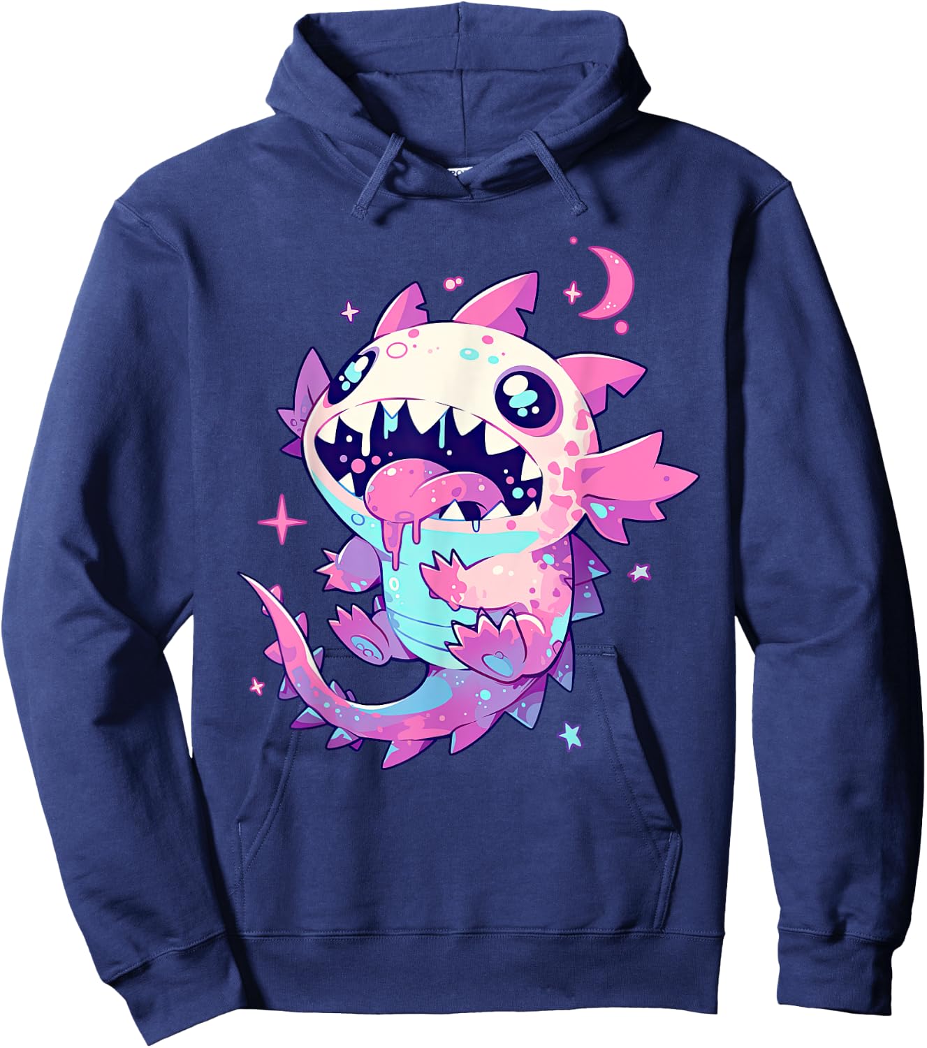 Kawaii Pastel Goth Creepy Cute Pink Zombie Axolotl Hoodie - Hoodie | Navy