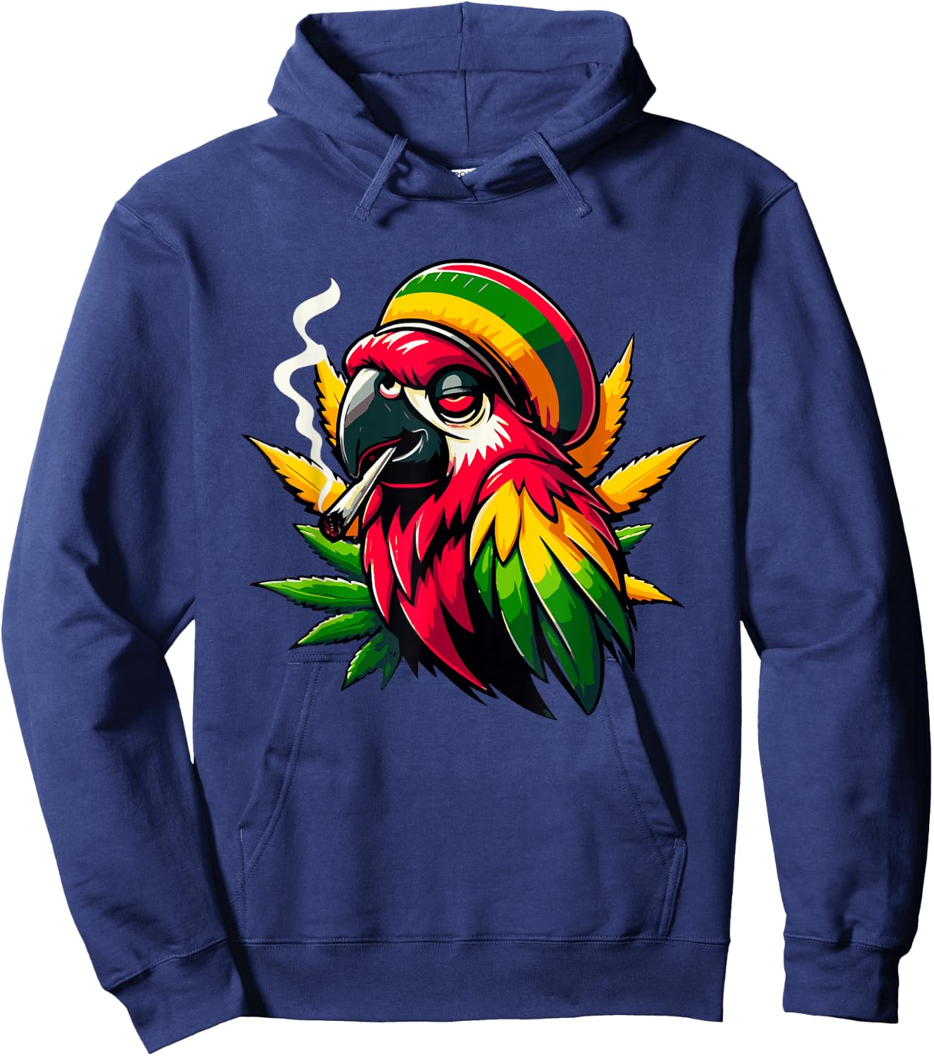 Reggae Parrot Meets Cannabis Leaf Hoodie - Hoodie | Navy