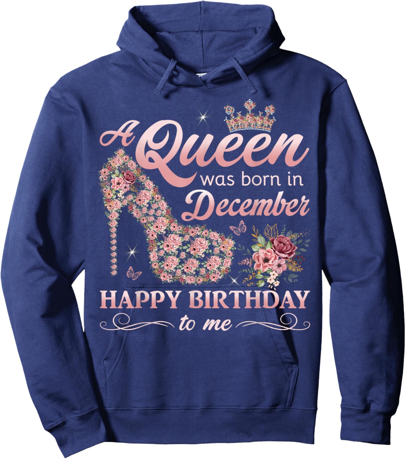 A Queen Was Born in December Women Girls December Birthday Hoodie - Hoodie | Navy