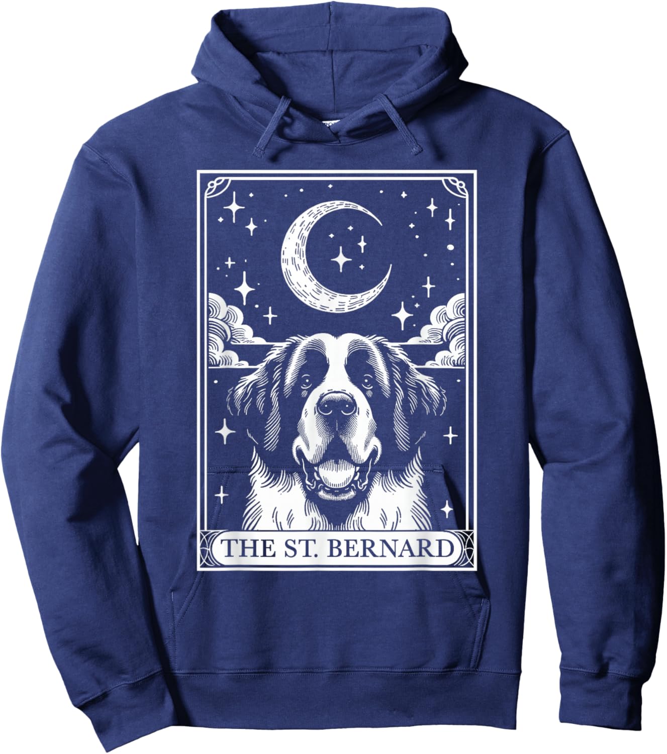 Tarot Card Vintage Crescent Moon St. Bernard Dog Mom Hoodie - Hoodie | Navy