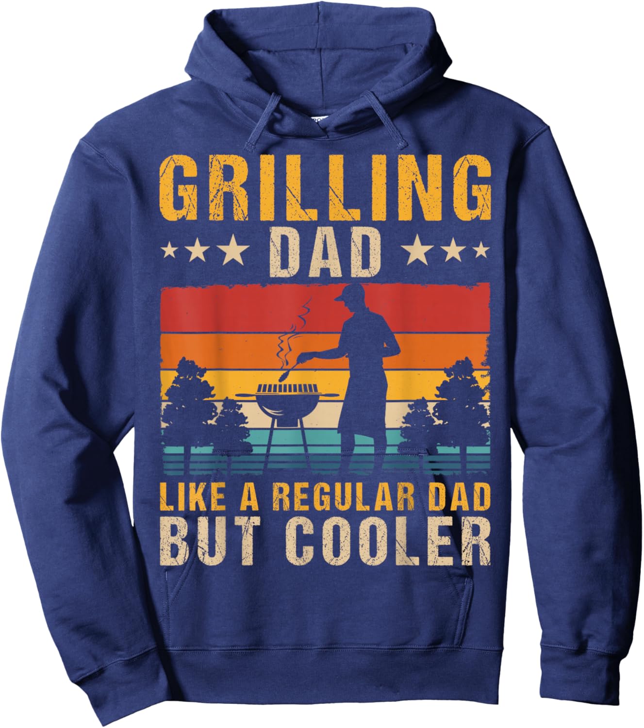 Funny BBQ Grilling Dad Barbecue Lover Retro Fathers Day Hoodie - Hoodie | Navy