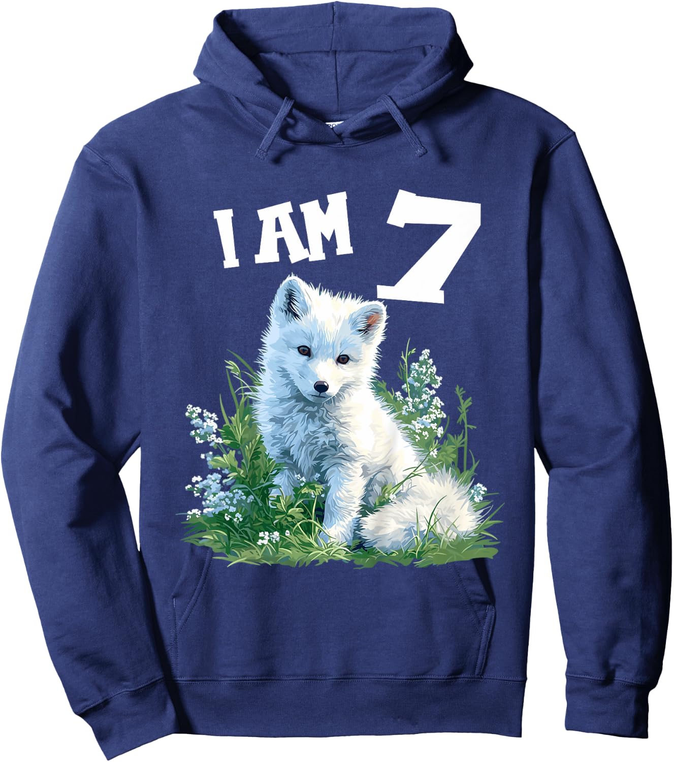 Kids 7 Years old 7 birthday Arctic Foxes Boy Girl Arctic Fox Hoodie - Hoodie | Navy