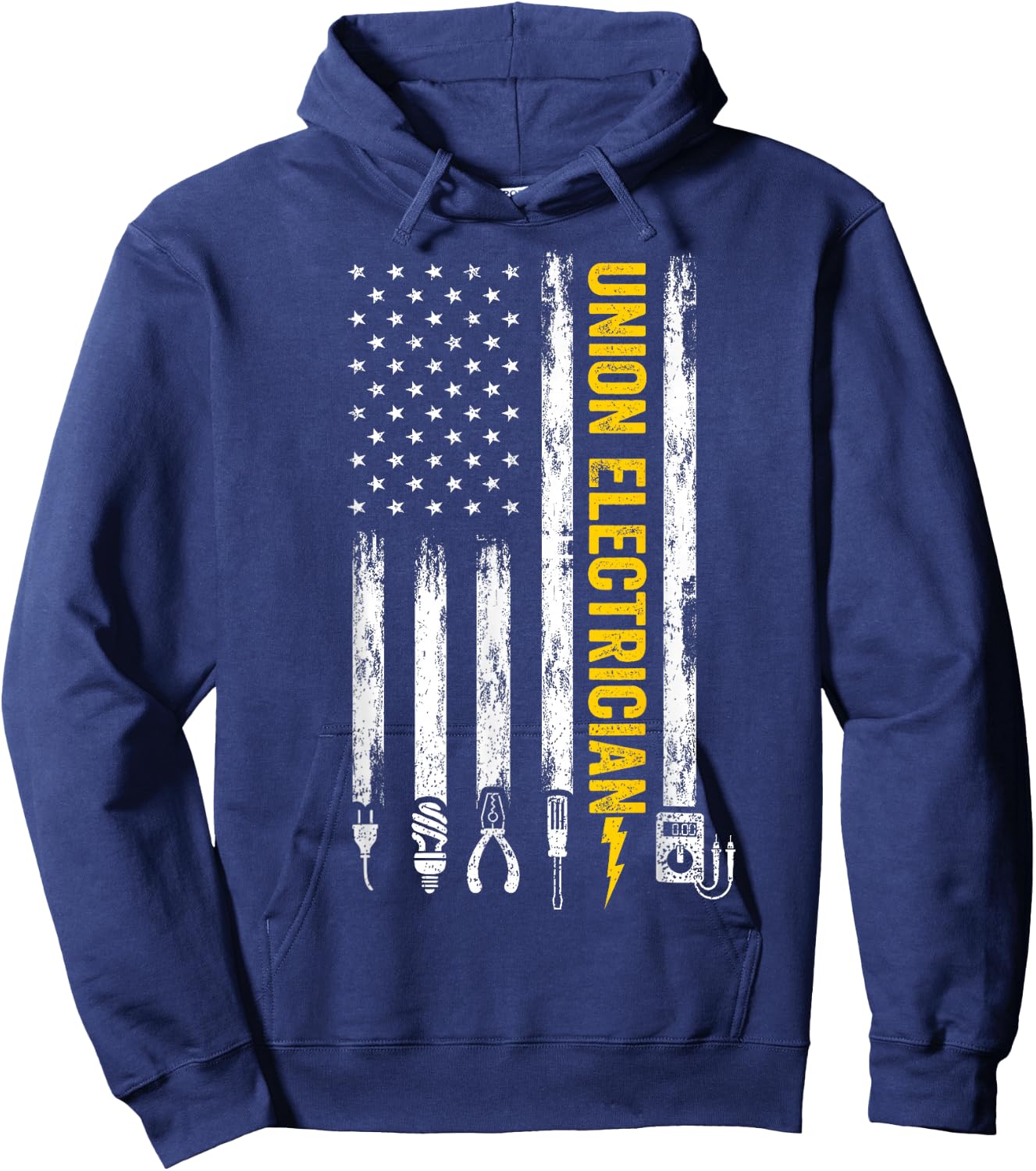 Union Electrician Tools USA Flag Pro American Electricians Hoodie - Hoodie | Navy