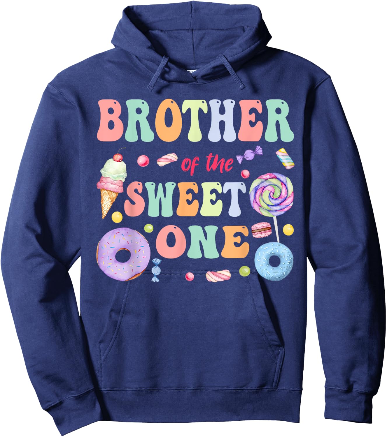 Brother of The Sweet One Lollipop Candy Birthday Party Hoodie - Hoodie | Navy