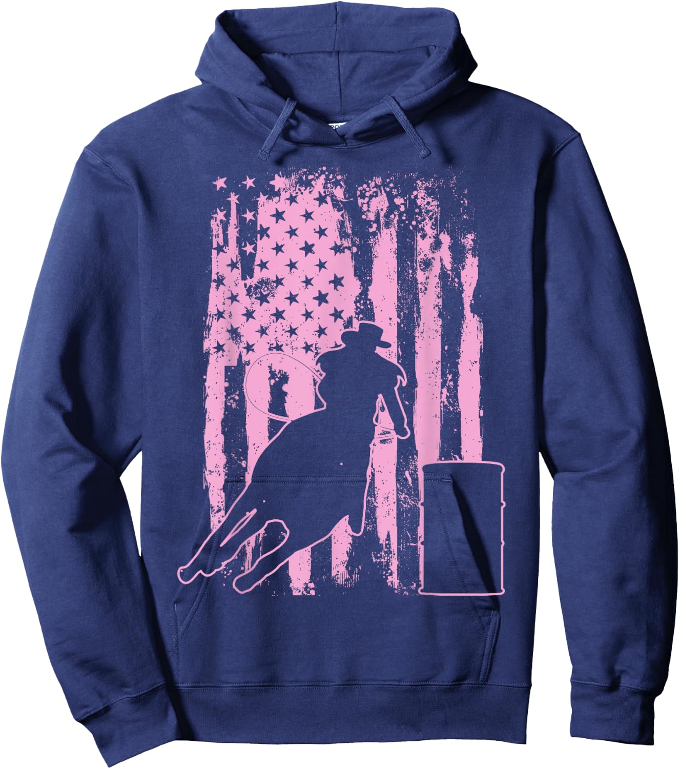 Barrel Racing USA American Flag for Barrel Racers Girls Kids Men Hoodie - Hoodie | Navy