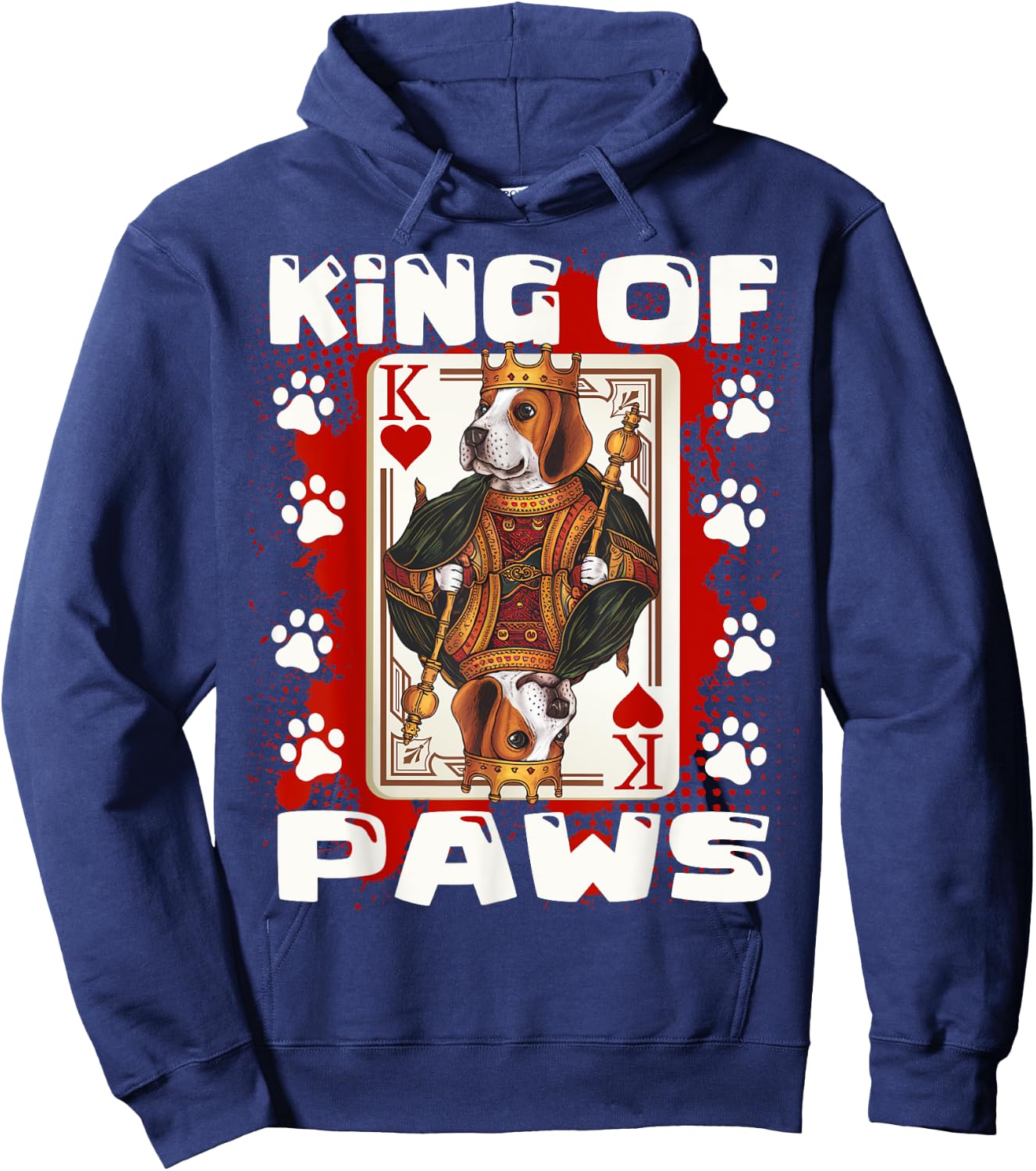 Beagle King of Paws & King of hearts Poker Card Beagle Dad Hoodie - Hoodie | Navy