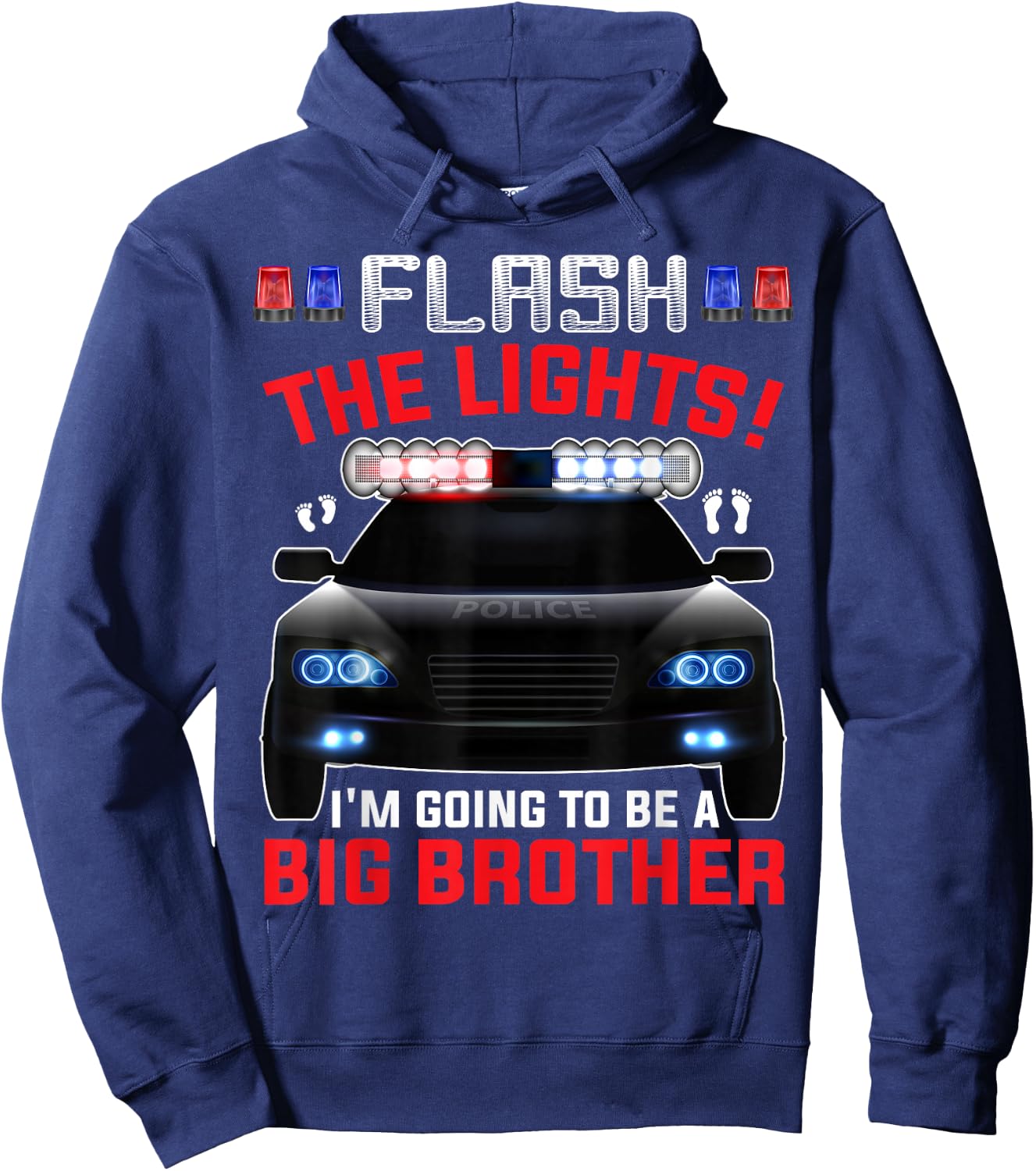 I'm Going to be a Big Brother Police Car Cute Baby Reveal Hoodie - Hoodie | Navy