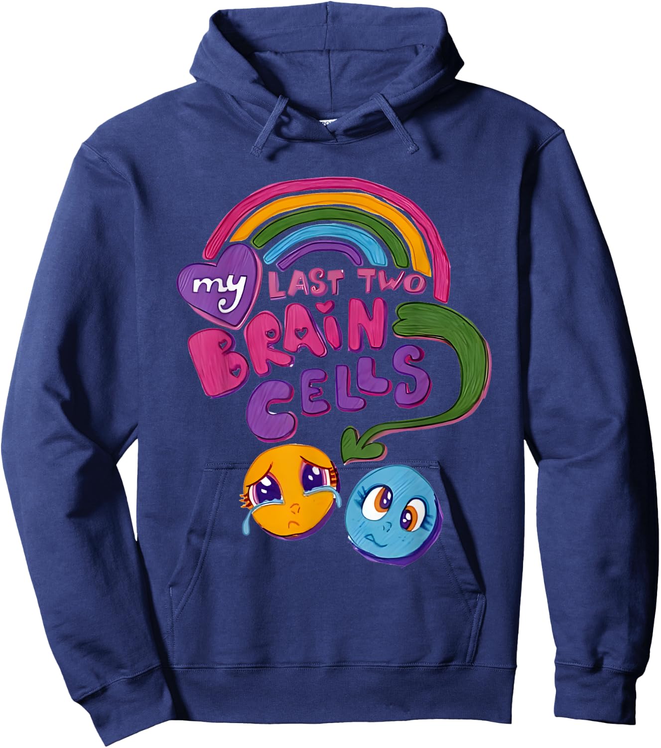 My Last Two Brain Cells Colorful Hoodie - Hoodie | Navy