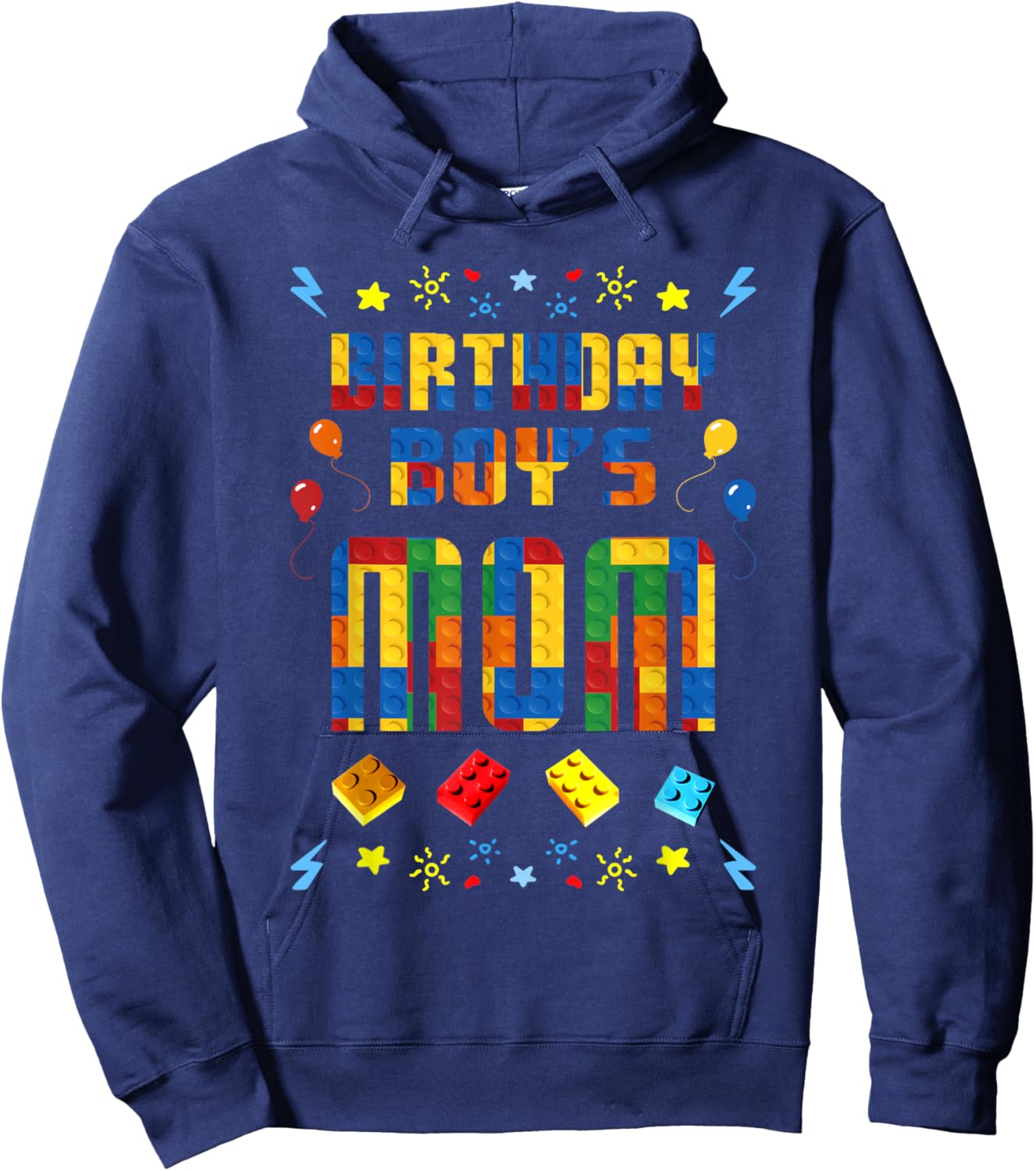 Birthday Boy's Mom Master Builder Building Blocks Family Hoodie - Hoodie | Navy
