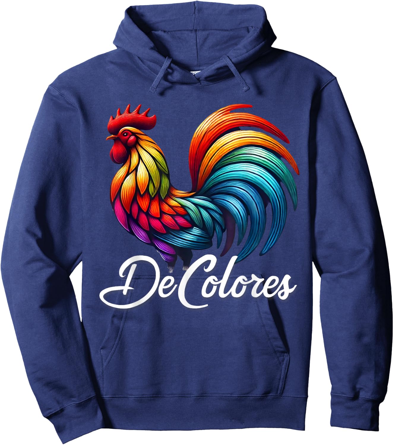 DeColores Cursillo Rainbow Rooster Catholic Hoodie - Hoodie | Navy
