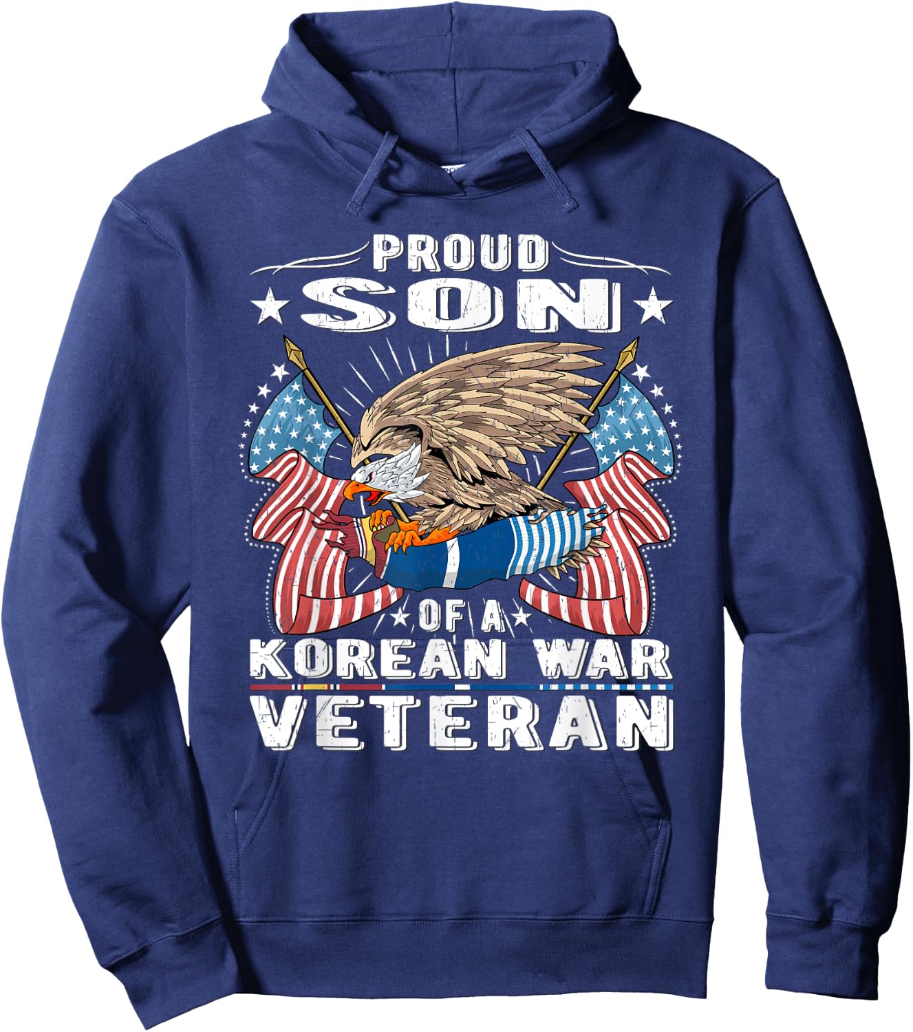 Proud Son Of A Korean War Veteran Military Vet's Child Gift Hoodie - Hoodie | Navy