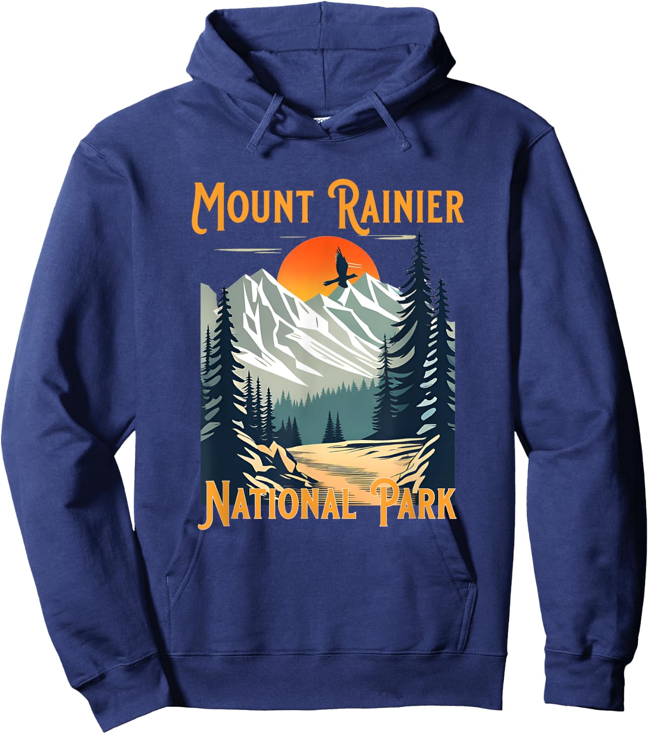 Vintage Mount Rainier National Park Souvenir Hiking Hoodie - Hoodie | Navy