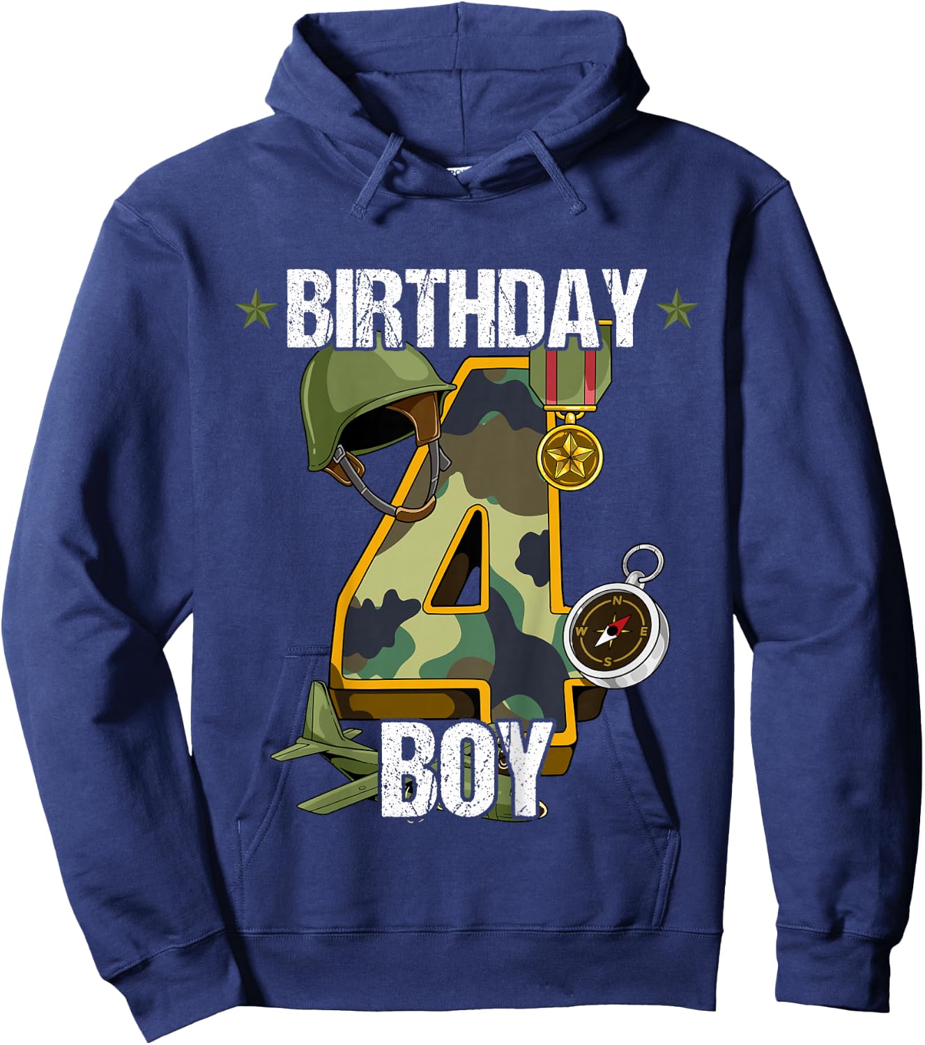 Kids 4th Birthday Army Hoodie - Hoodie | Navy