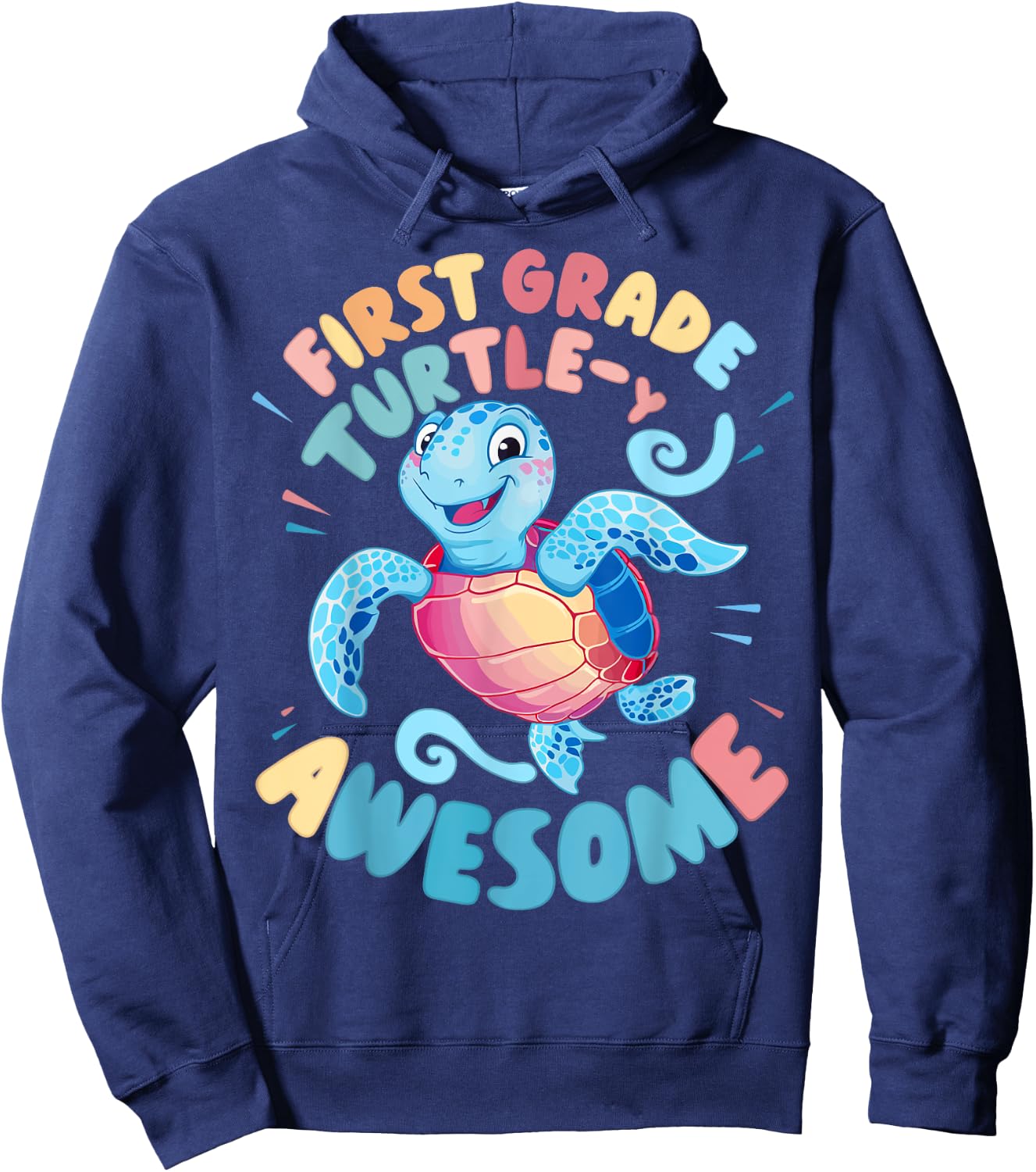 First Grade Turtle-y Awesome 1st Grade Back to School Hoodie - Hoodie | Navy