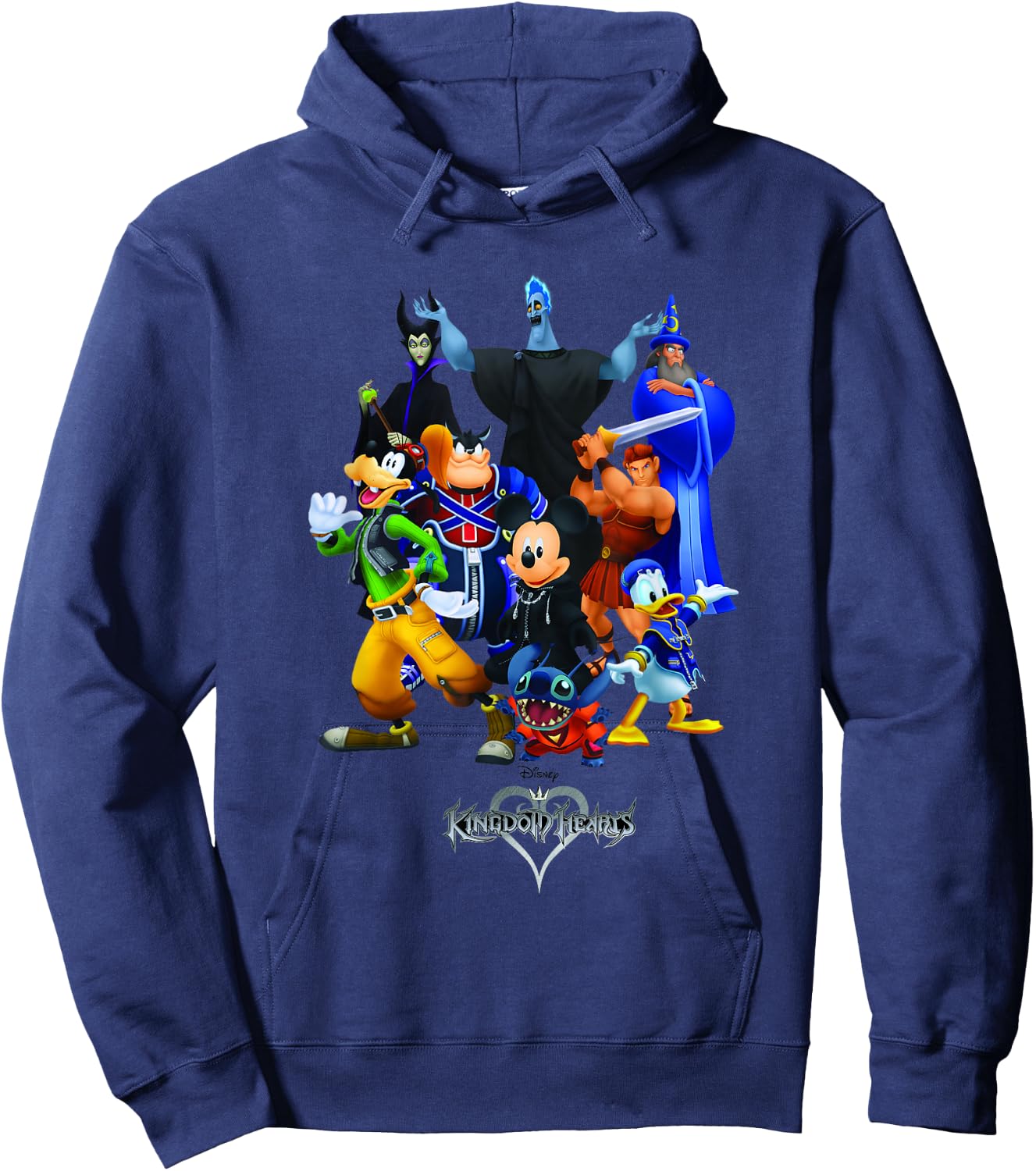 Disney Kingdom Hearts Magical Characters Mash Up Chest Logo Hoodie - Hoodie | Navy