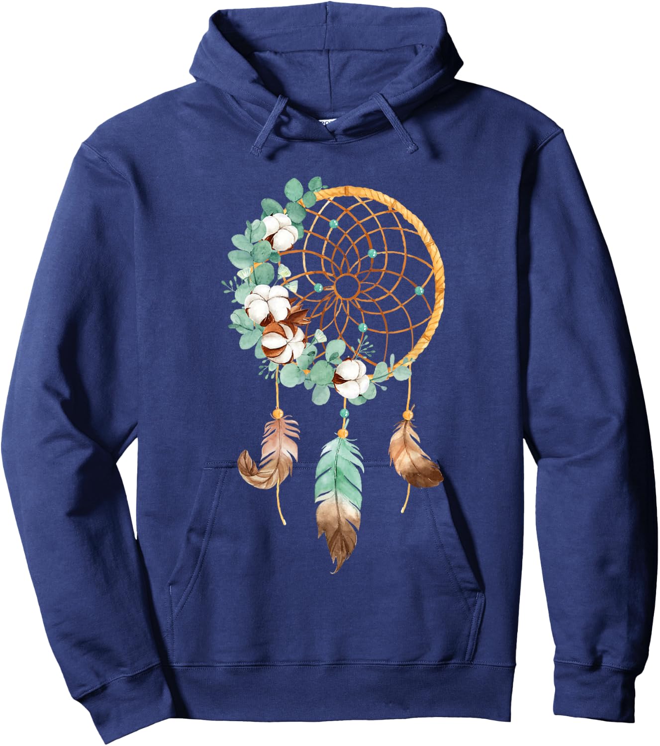 Floral Boho Watercolor Dream Catcher Bohemian Dream Catcher Hoodie - Hoodie | Navy