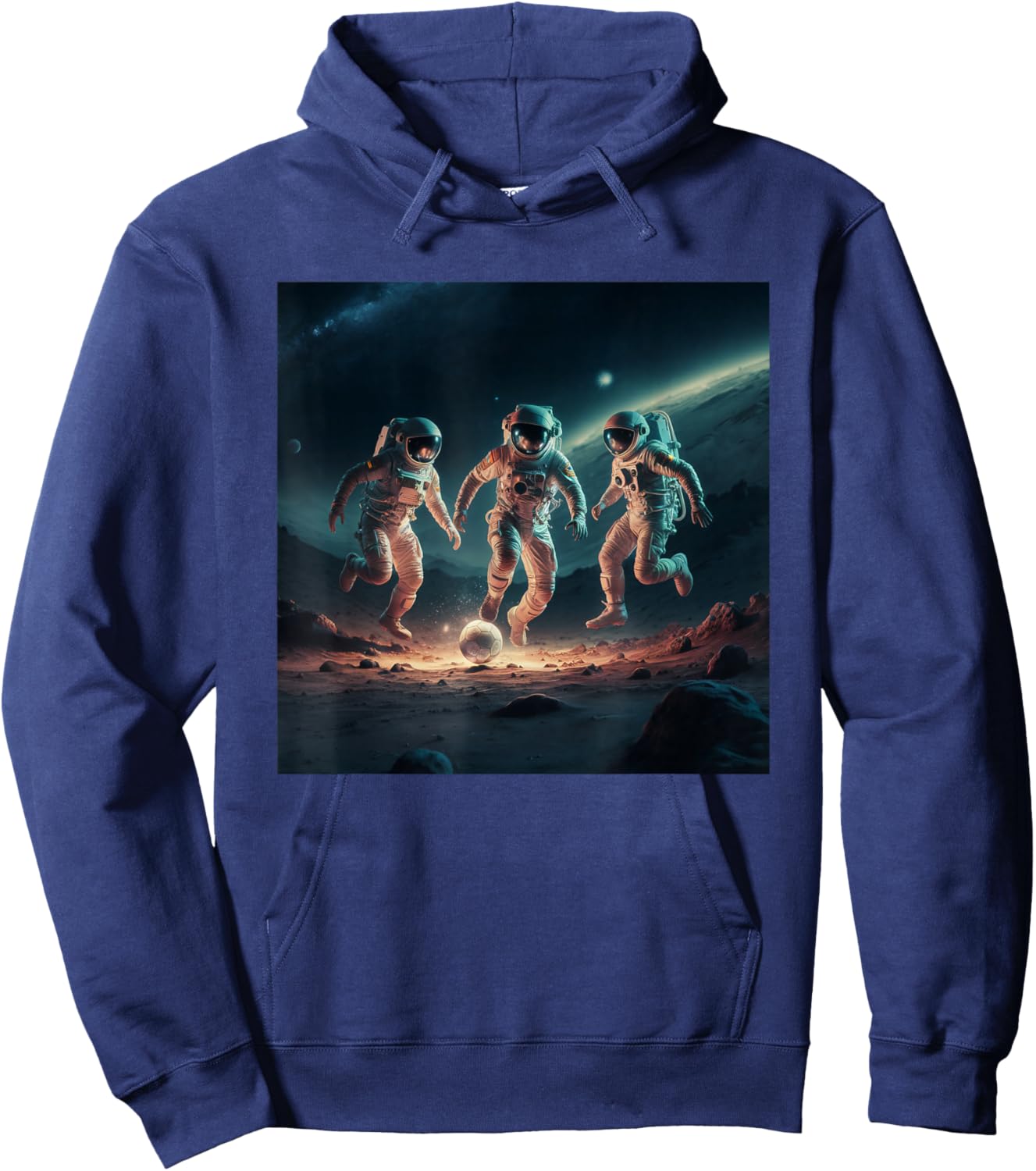 Astronauts Playing Soccer In Space Hoodie - Hoodie | Navy