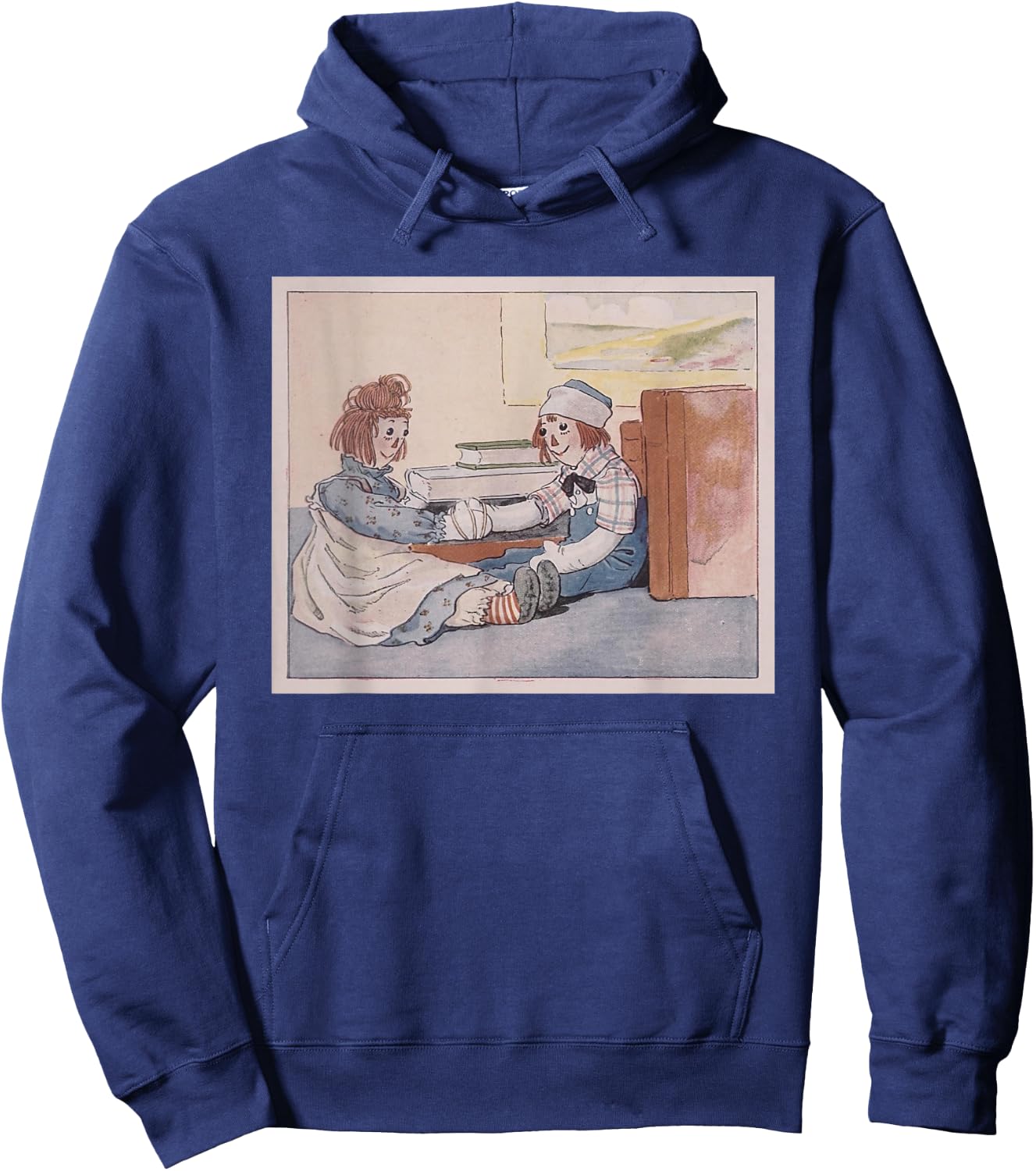 Raggedy Ann & Andy - Their Hands Tied Together Near Books Hoodie - Hoodie | Navy
