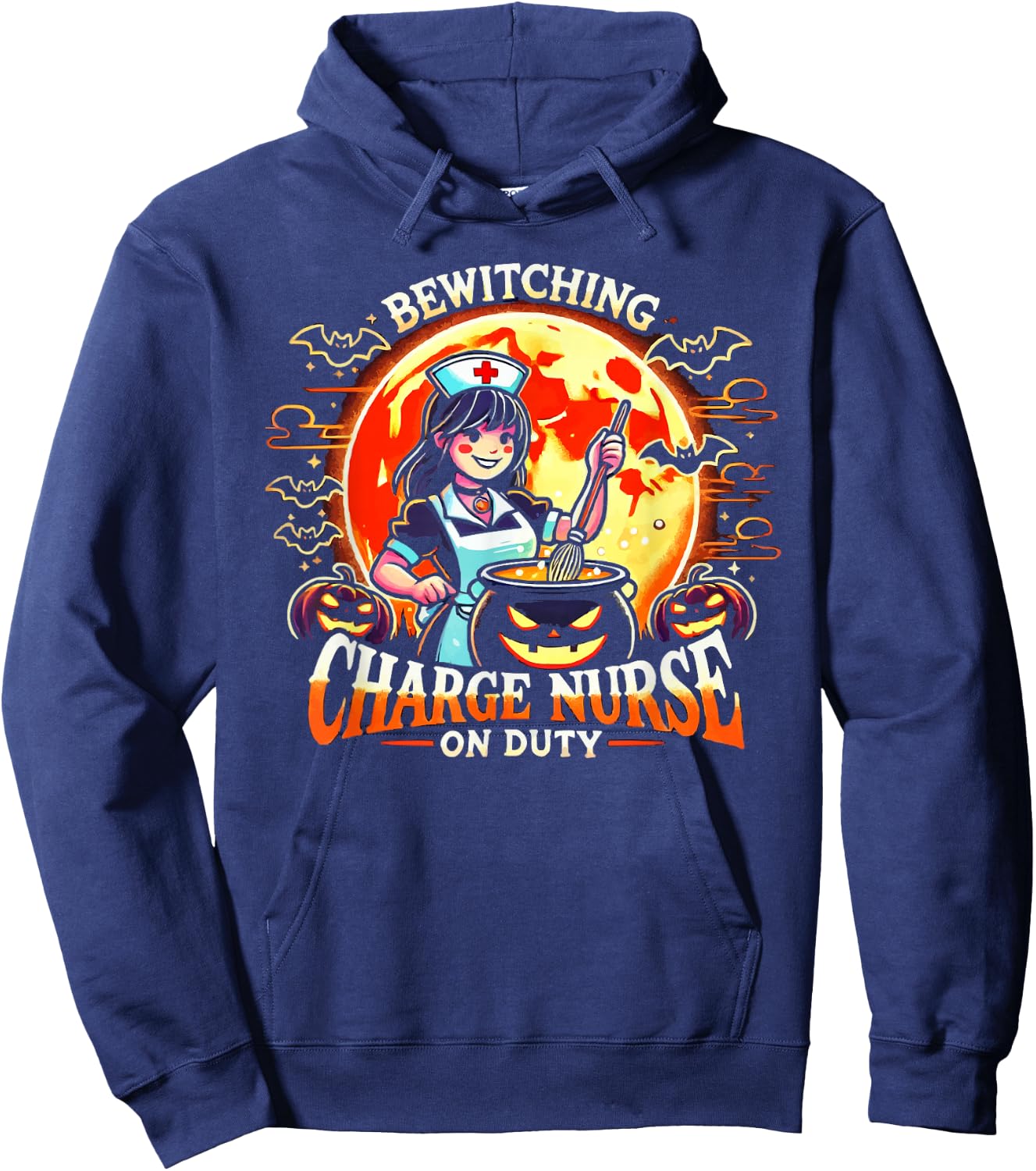 Charge Nurse Halloween Spooky Nursing Trick Or Treat Hoodie - Hoodie | Navy