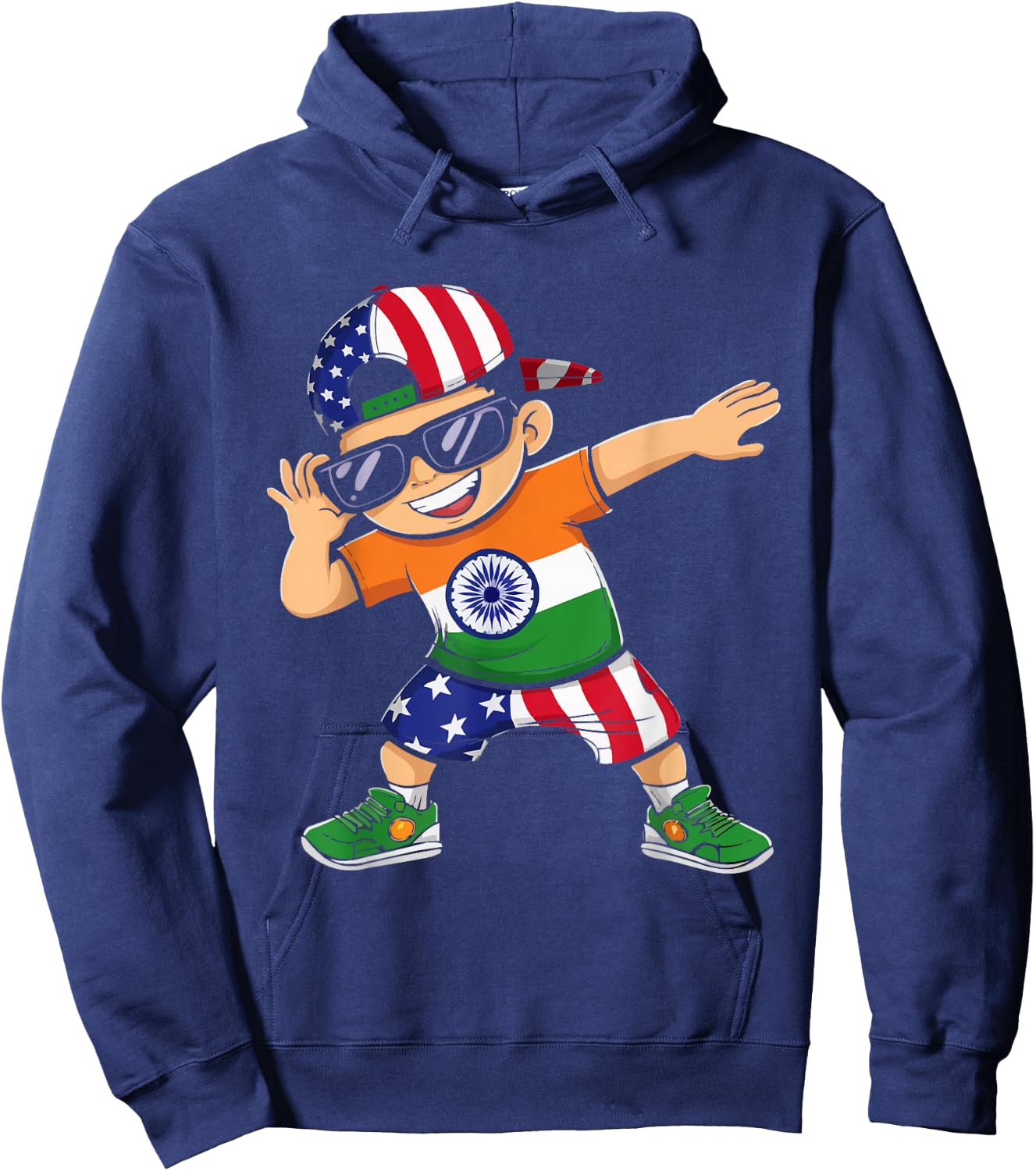 Half Indian Half American USA Flag India America Hoodie - Hoodie | Navy