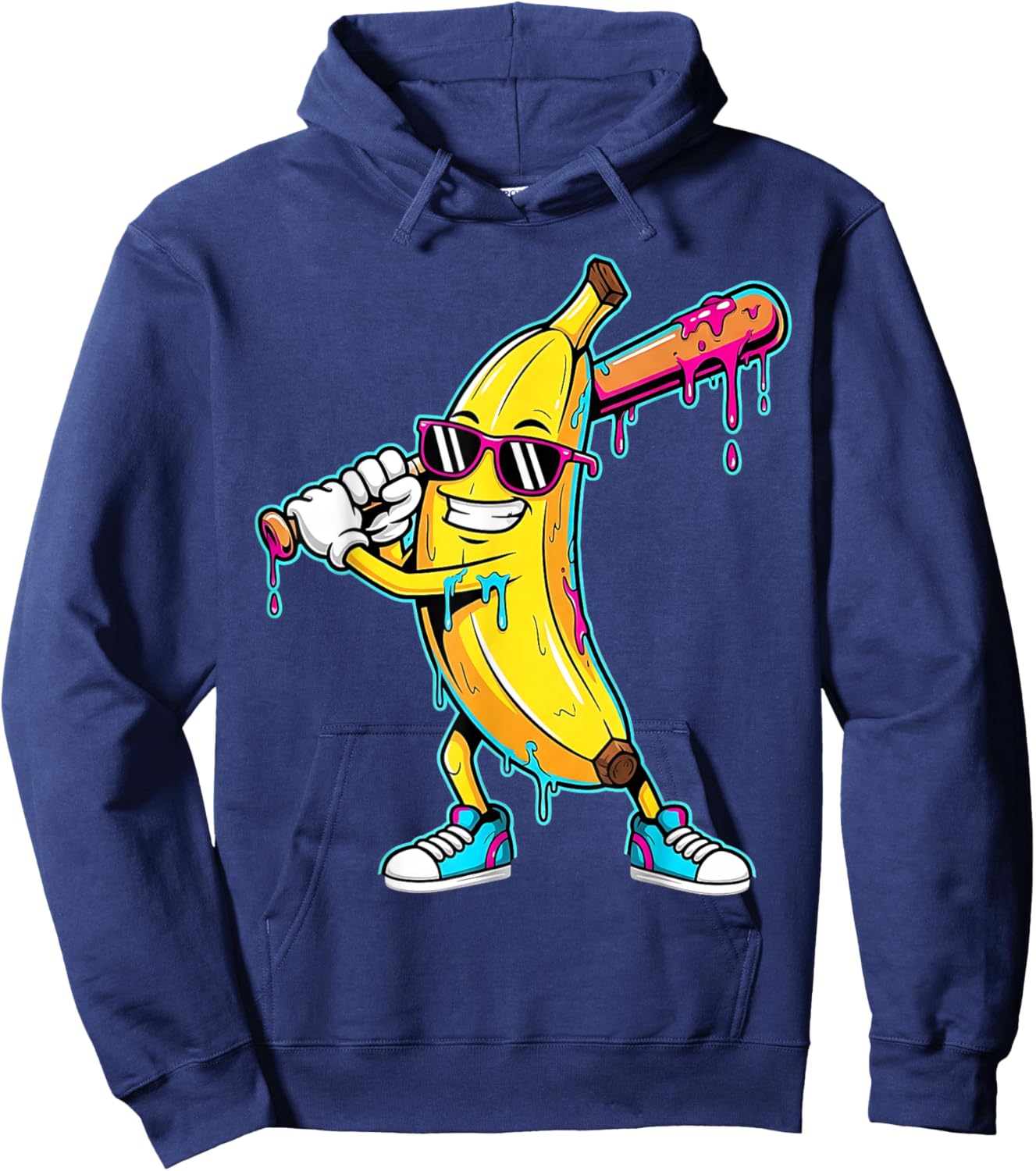 Ice Cream Drip Graphic Funny Color Splash Design Hoodie - Hoodie | Navy