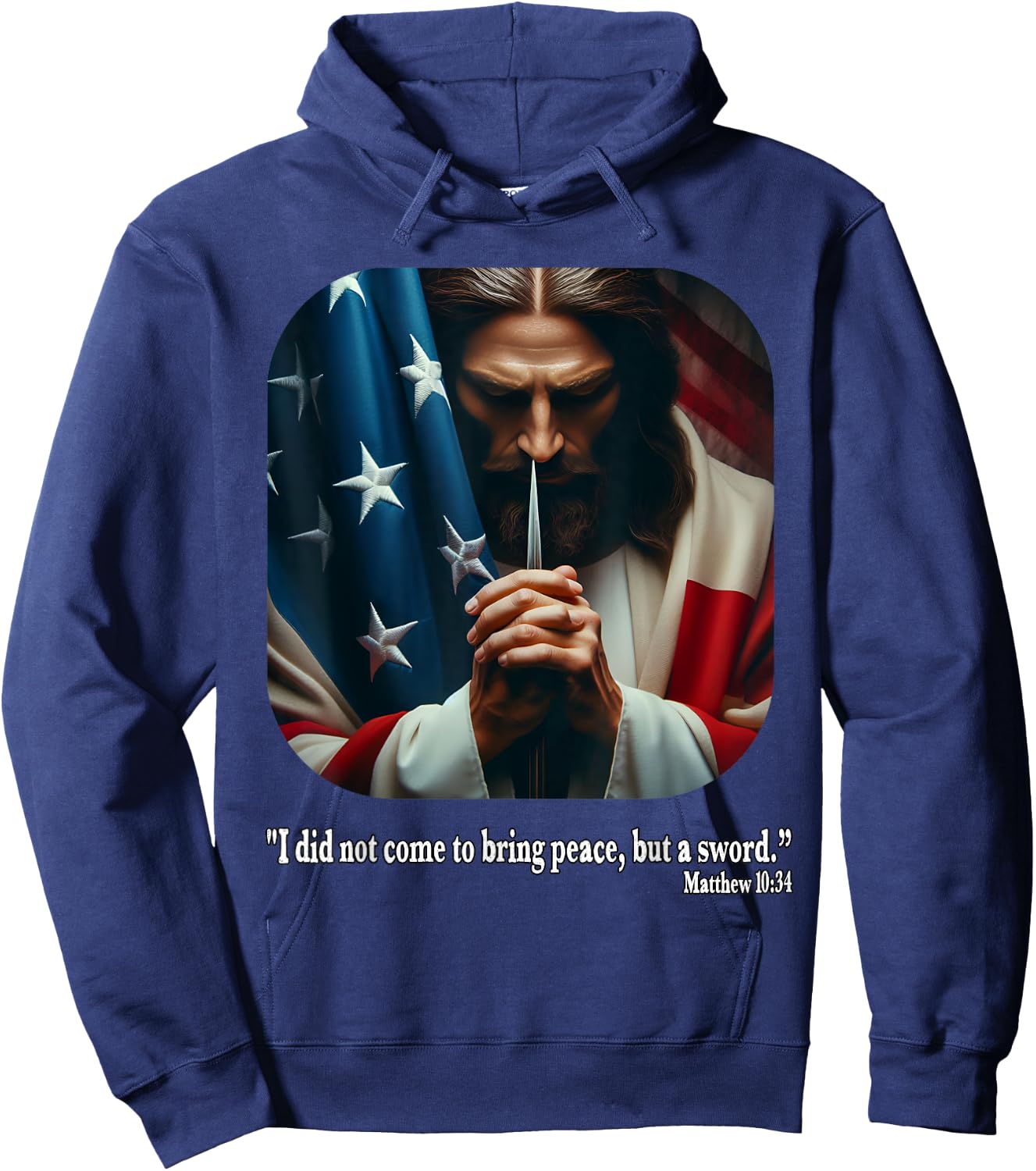 Jesus Fourth of July Bible Quote USA Flag Christian Hoodie - Hoodie | Navy