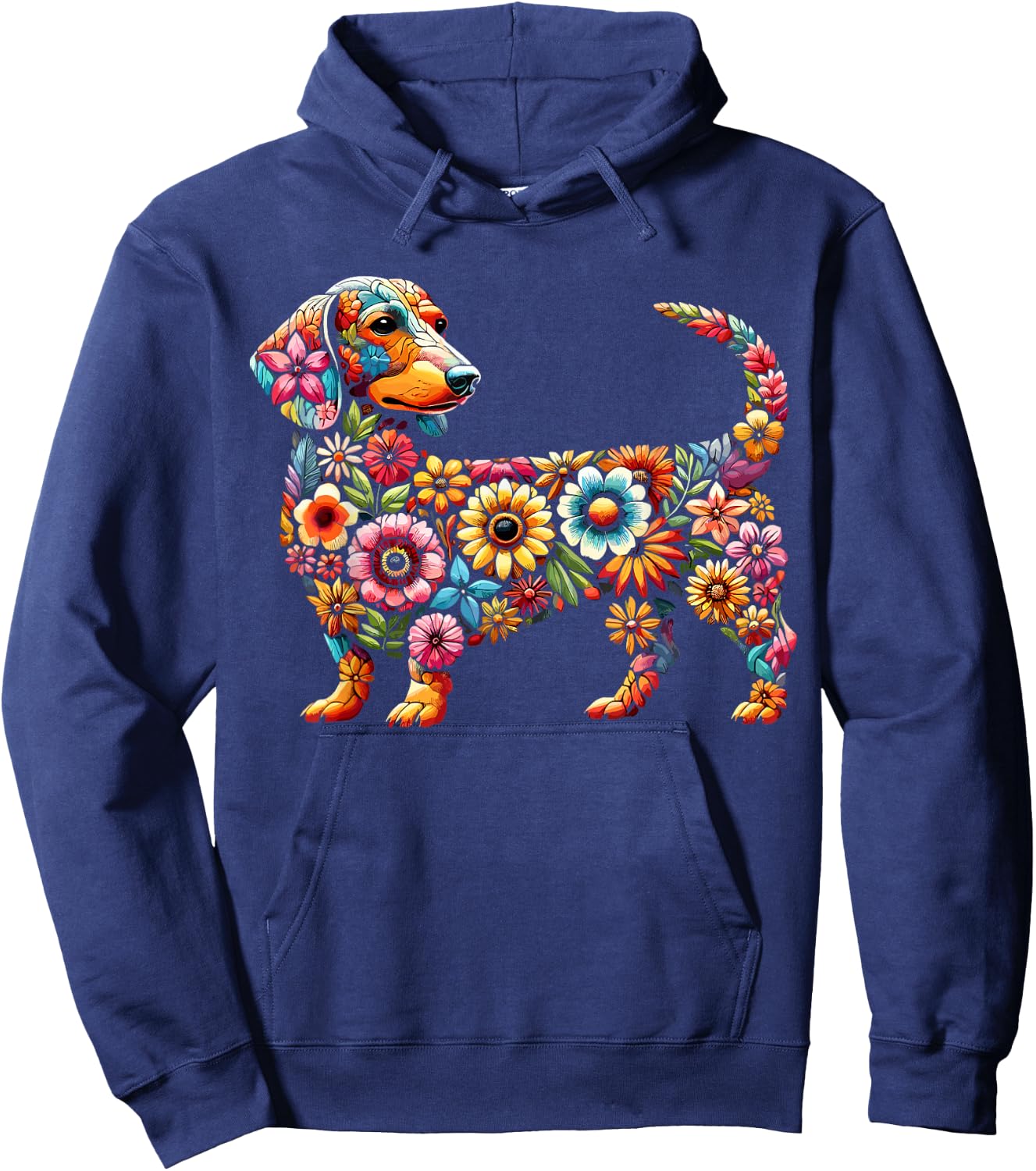 Dachshund Flower Funny Dog Women Girls Kids Hoodie - Hoodie | Navy