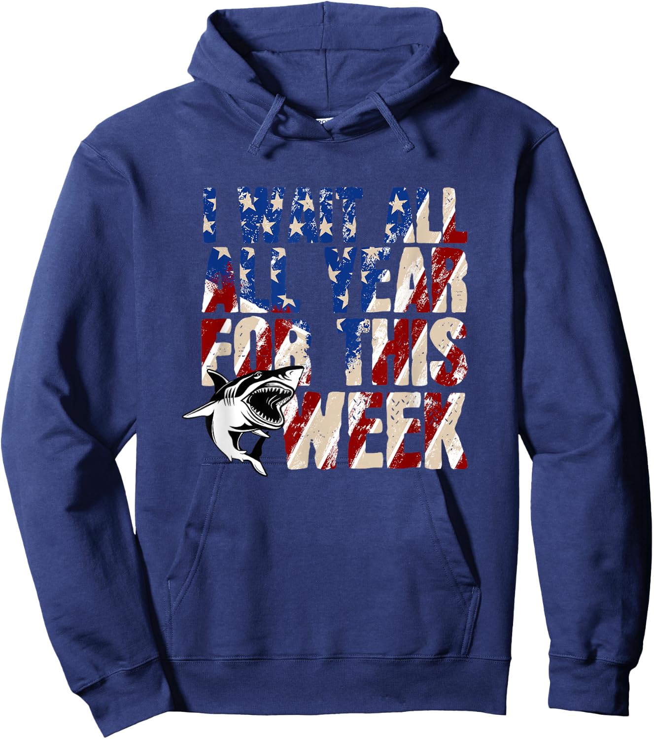 I Wait All Year For This Week Shark Hoodie - Hoodie | Navy