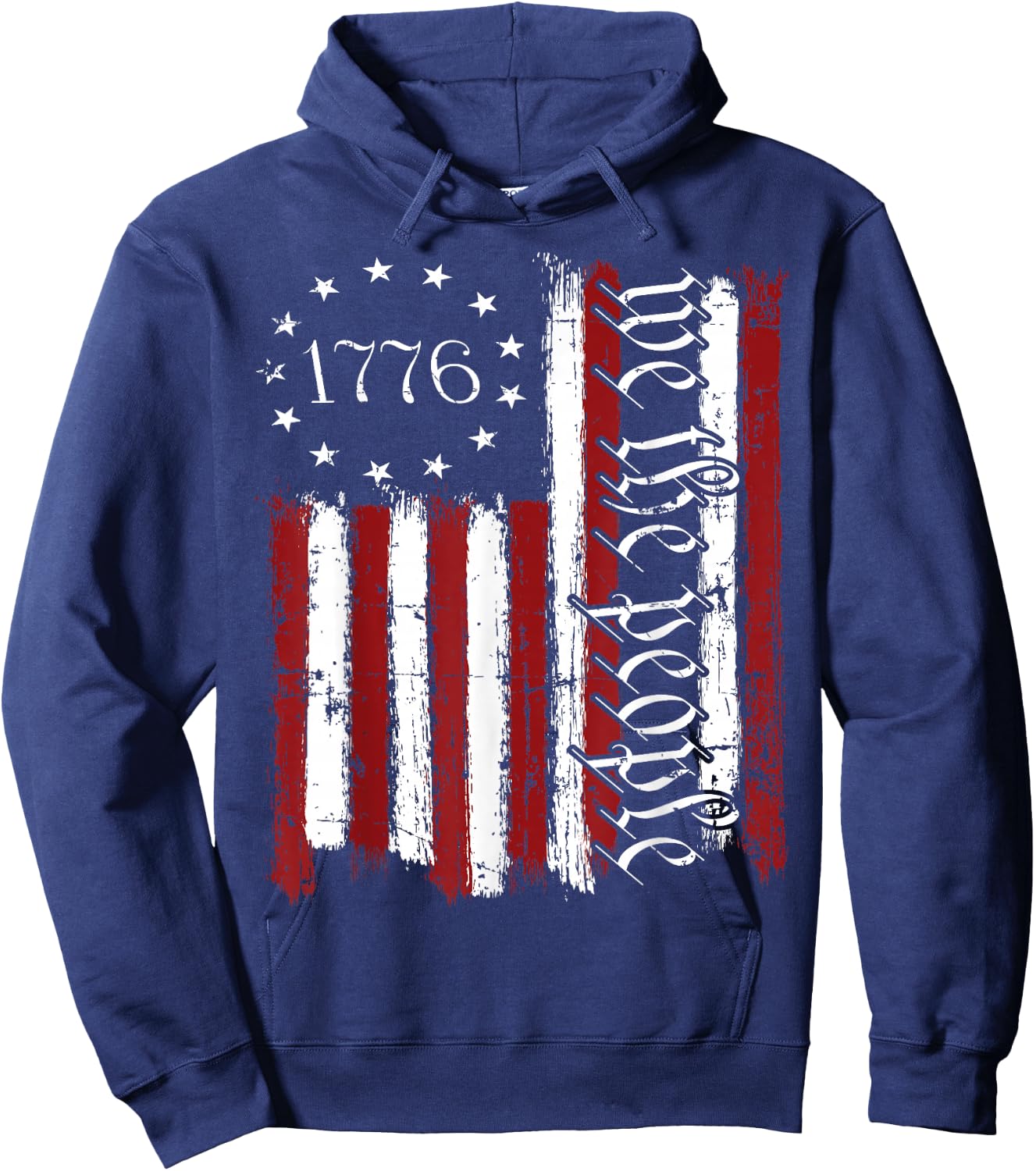 Old American Flag Patriotic 1776 We The People USA Hoodie - Hoodie | Navy