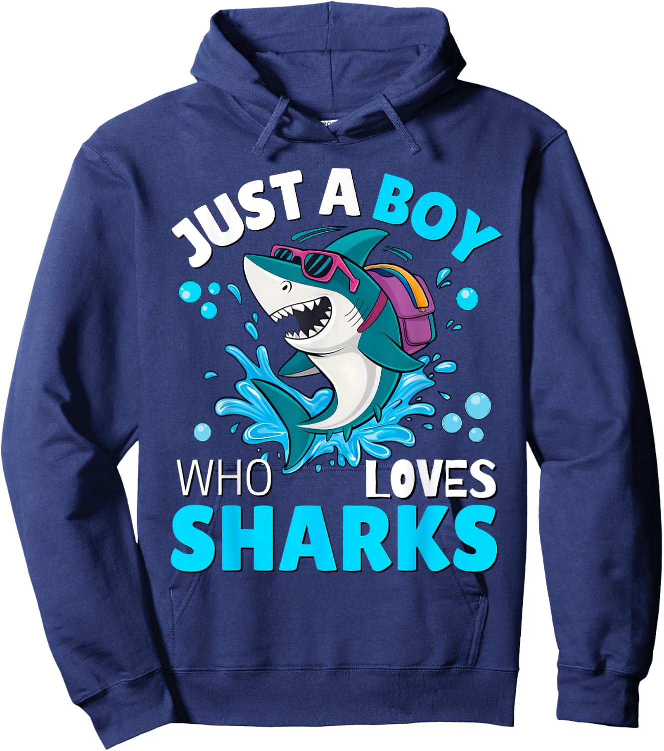 Kids Shark Lover Just A Boy Who Loves Sharks Aquarium Day Hoodie - Hoodie | Navy