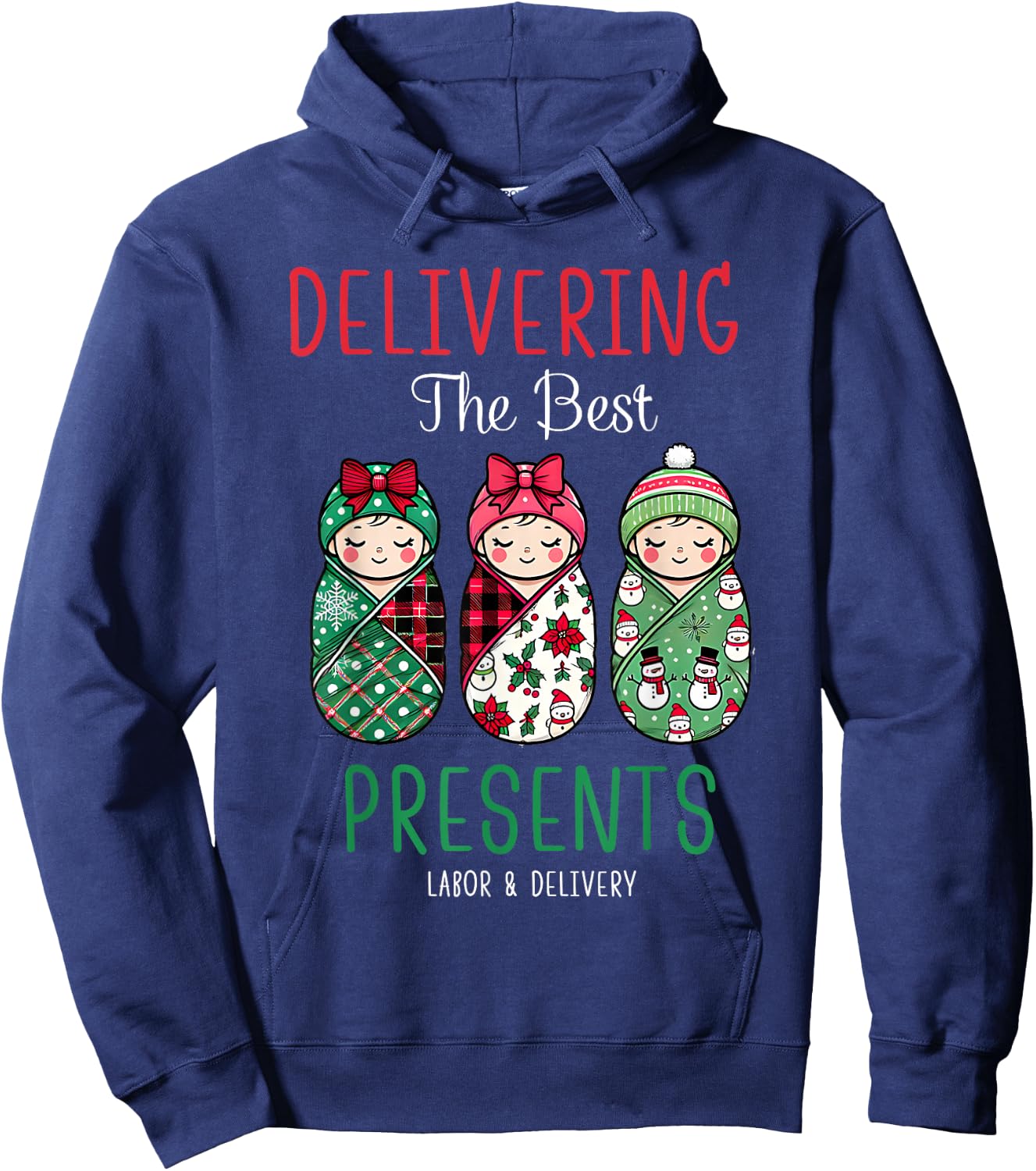 Christmas Labor And Delivery Nurse Mother Baby Nurse Xmas Hoodie - Hoodie | Navy