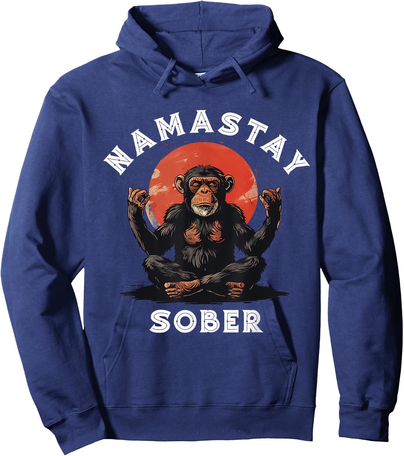Monkey Namastay Sober NA AA Alcoholics Anonymous Mediation Hoodie - Hoodie | Navy