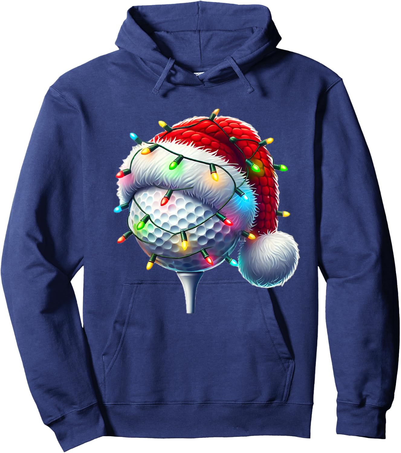 Golf Ball Santa Hat Xmas Golfing Golfer Christmas Boys Men Hoodie - Hoodie | Navy