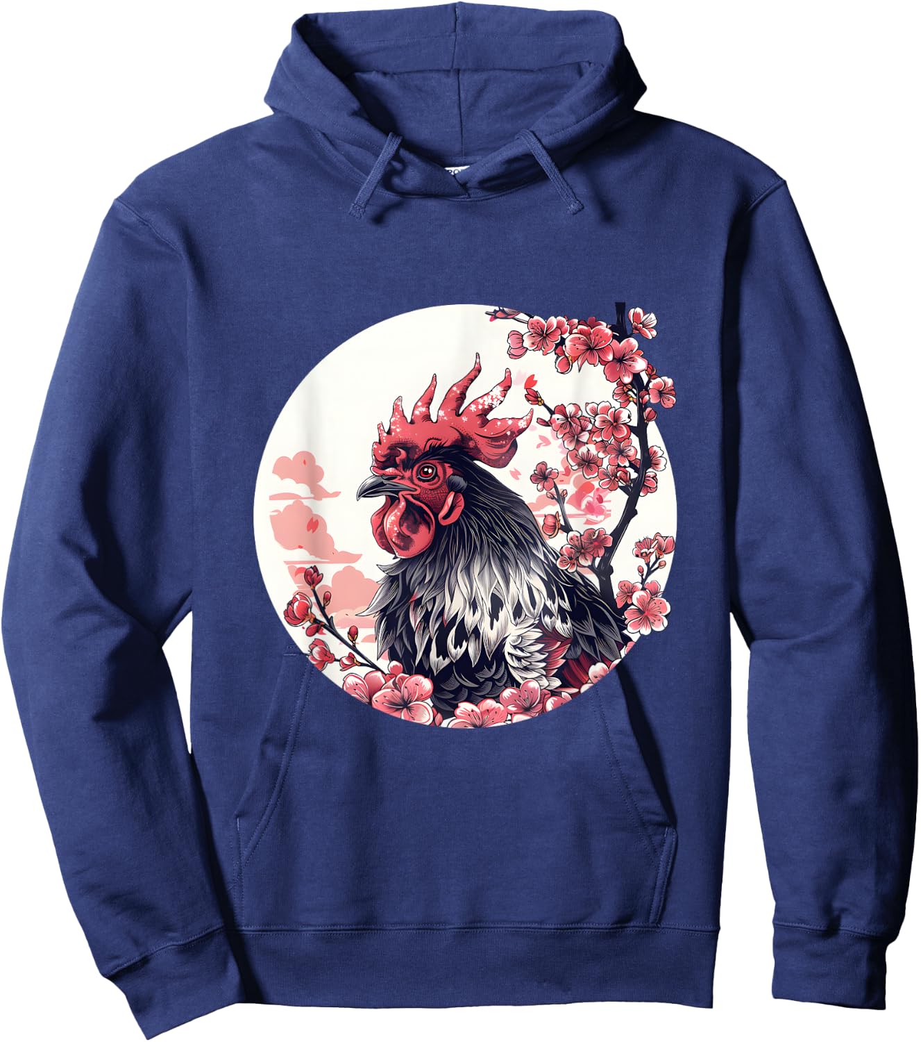 Japanese Cherry Blossom Aesthetic Chicken Farmer Hoodie - Hoodie | Navy