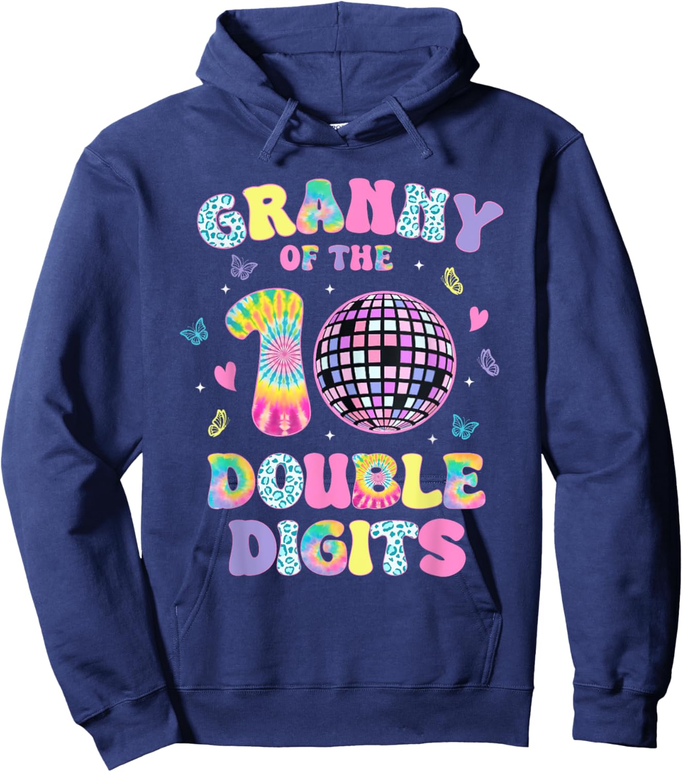 Granny Of The Double Digits 10 Year Old Birthday Girl Retro Hoodie - Hoodie | Navy