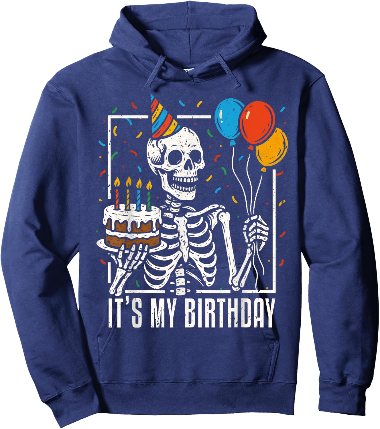 Skeleton It's My Birthday Skull Halloween Birthday Party Hoodie - Hoodie | Navy