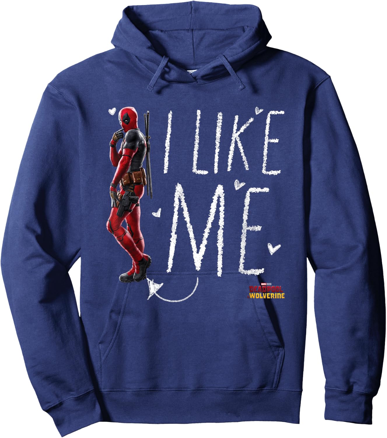 Marvel Deadpool & Wolverine I Like Me Doodle Portrait Logo Hoodie - Hoodie | Navy