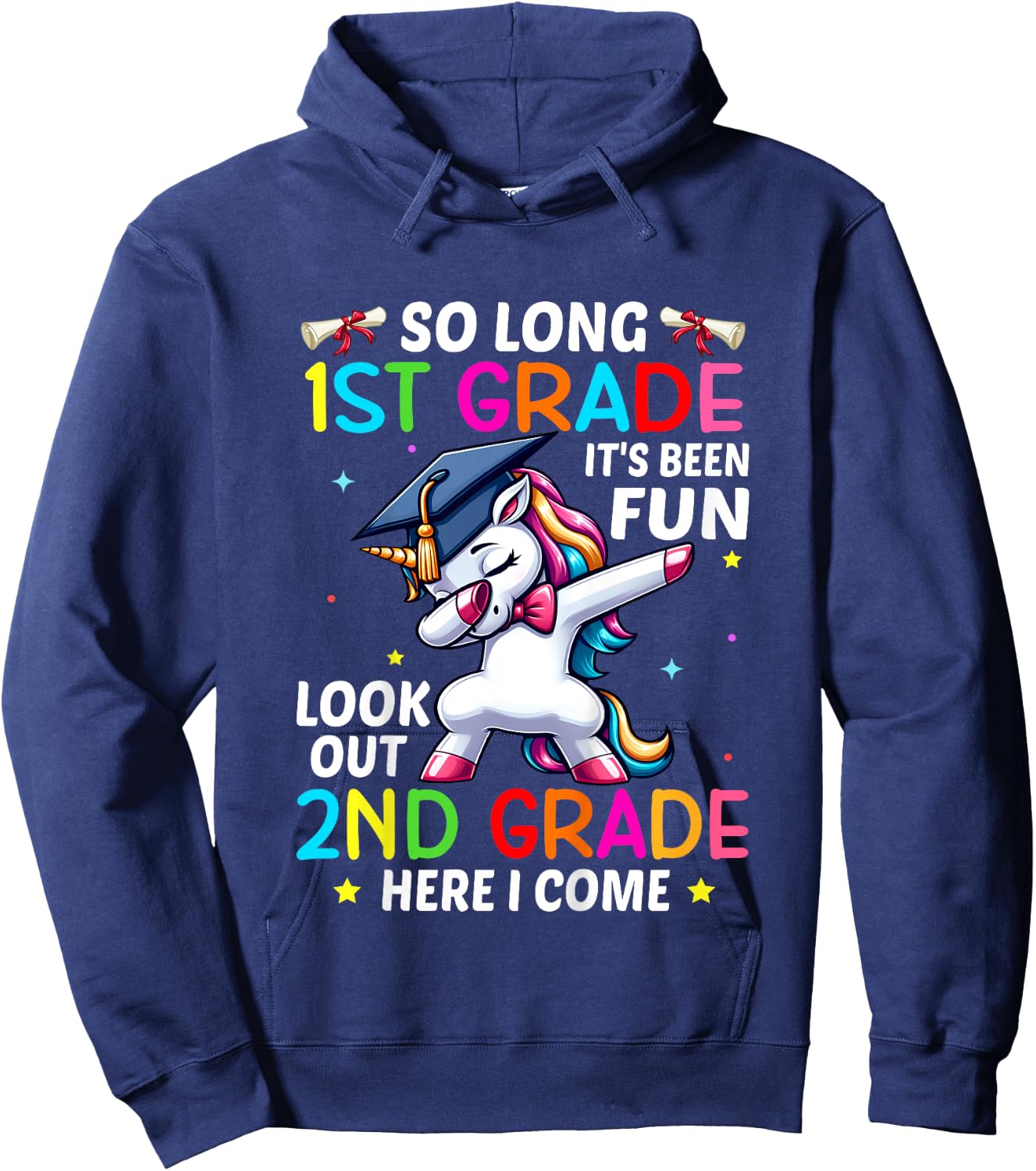 Kids So Long 1st Grade Graduation 2nd Grade Here I Come 2024 Hoodie - Hoodie | Navy