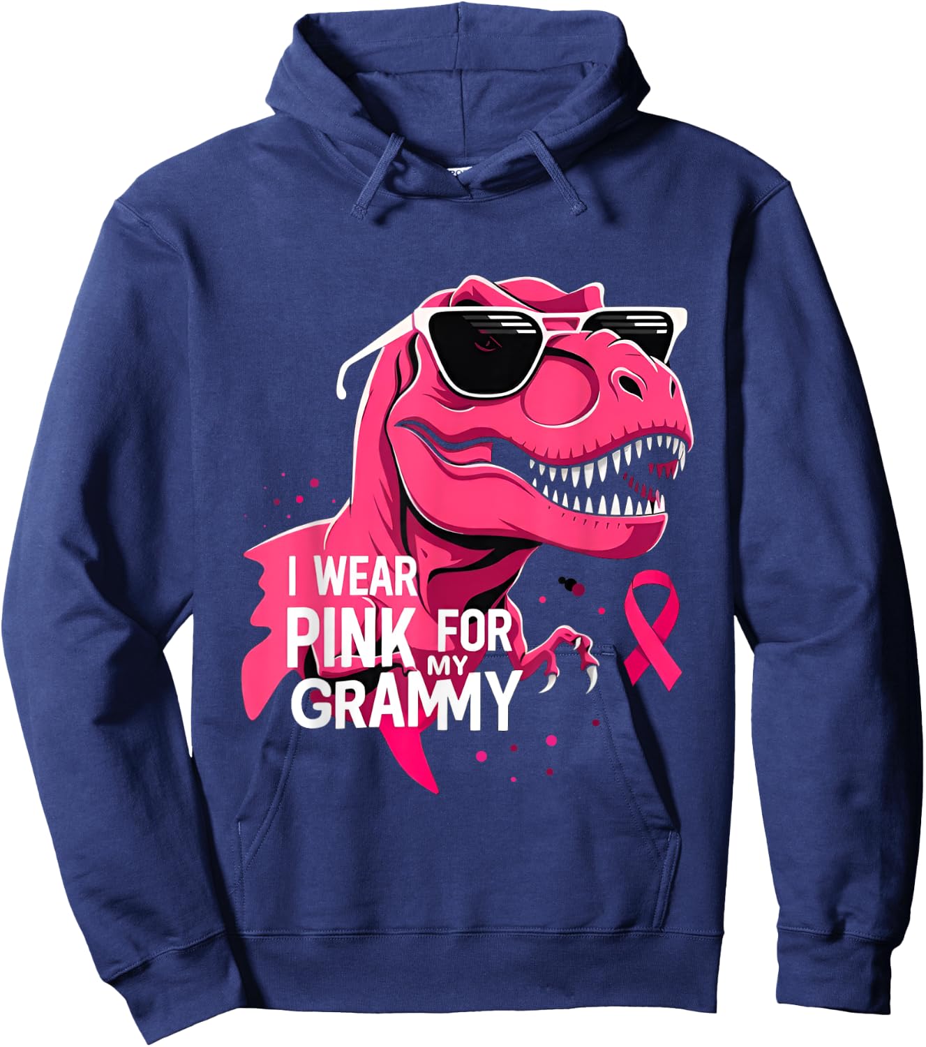 I Wear Pink For My Grammy Dinosaur Breast Cancer Awareness Hoodie - Hoodie | Navy
