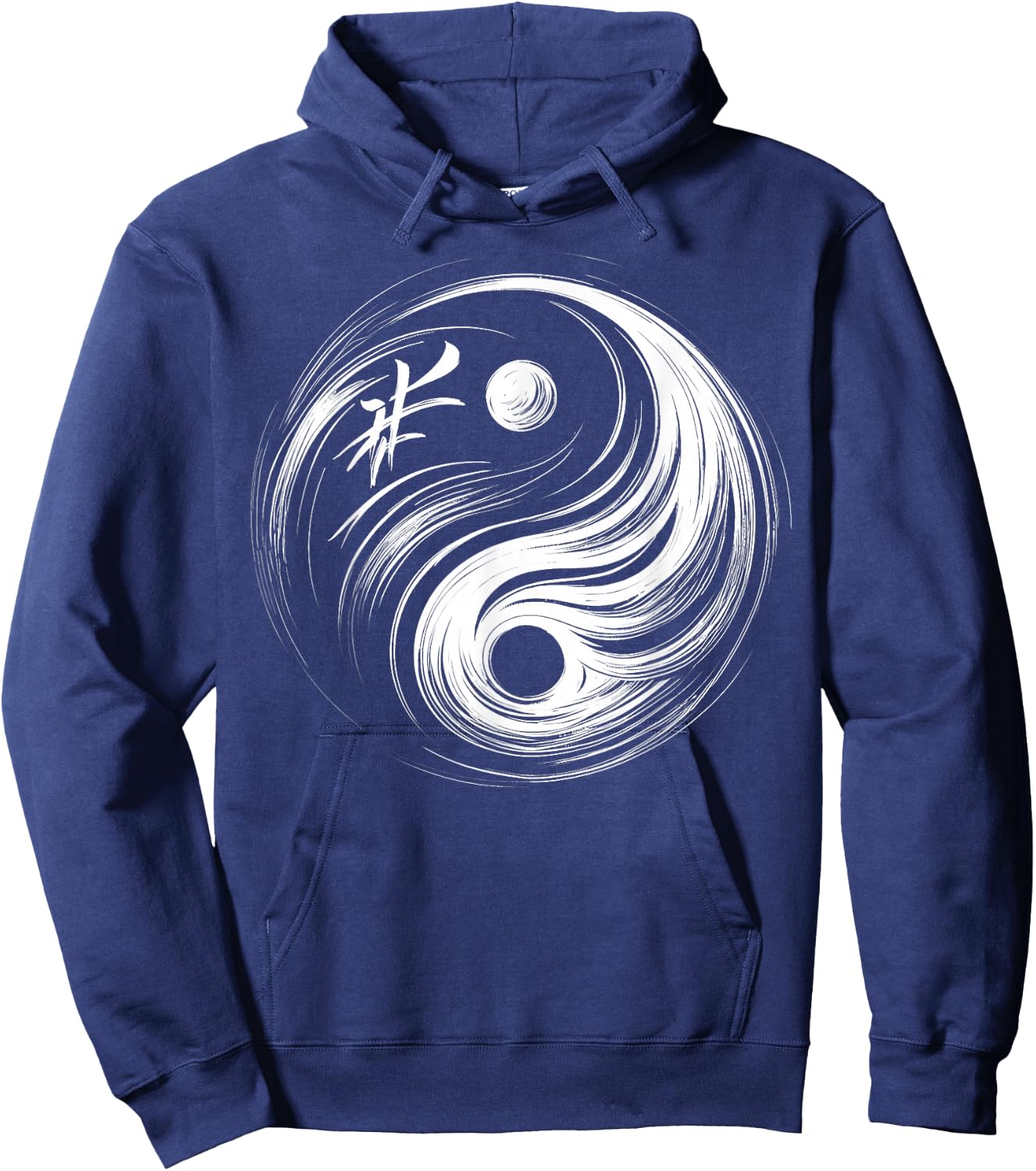 Cool Yin and Yang Symbol Calligraphy Art Style Men Women Hoodie - Hoodie | Navy
