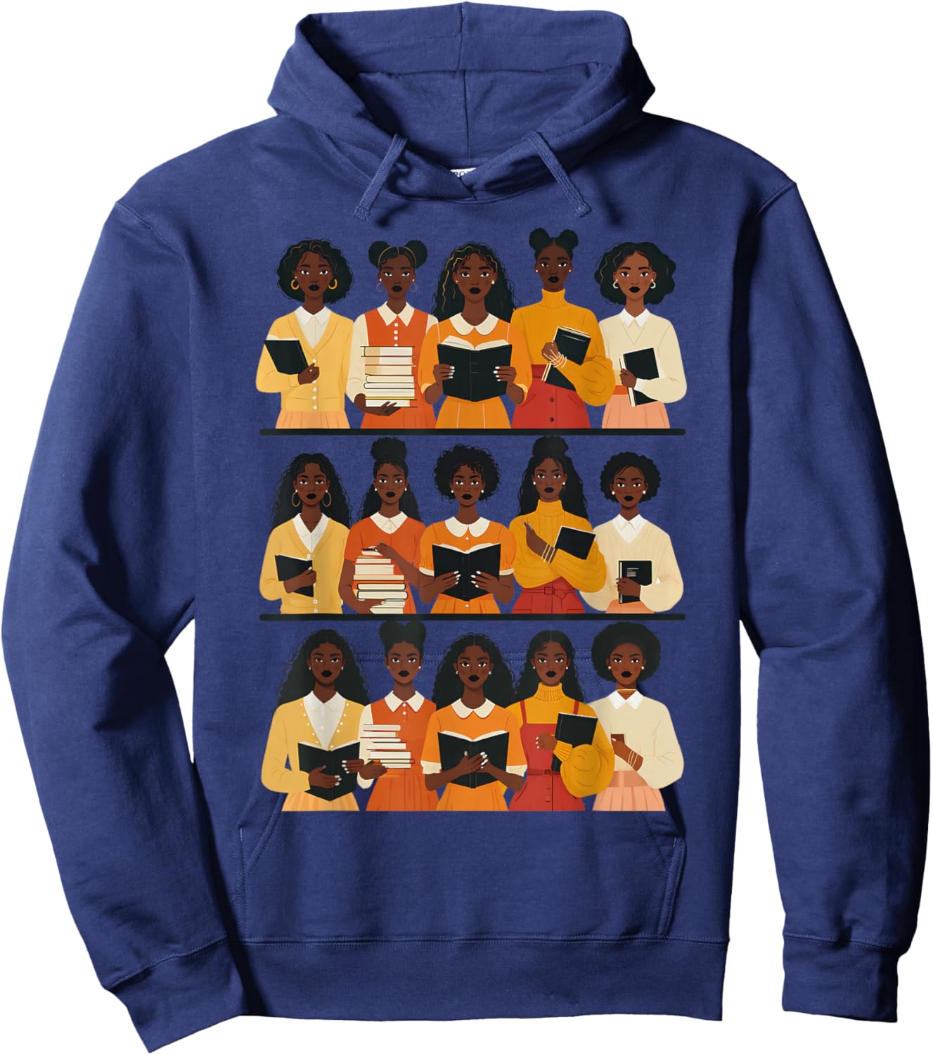 Black Educated Afro Women Girl Reading Book Future HBCU Grad Hoodie - Hoodie | Navy