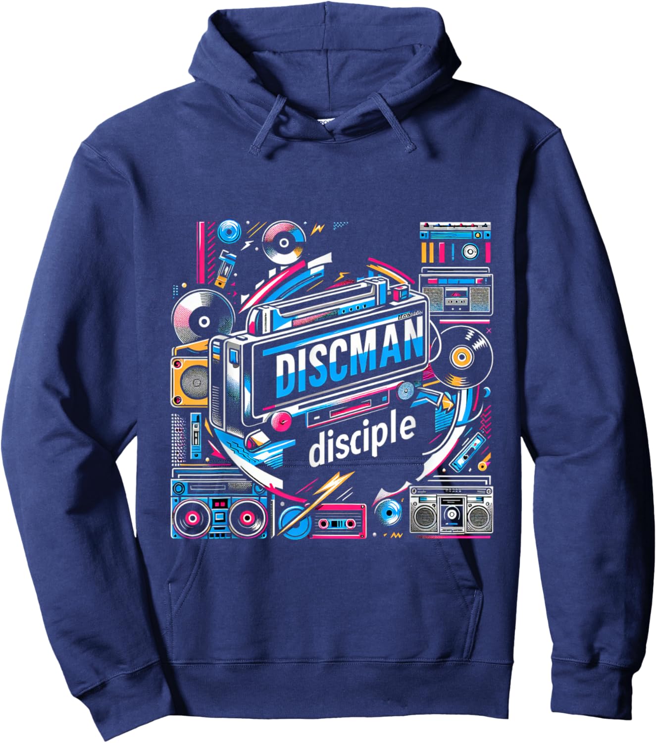 Discman Disciple Portable CD Player 90s Music Fan Hoodie - Hoodie | Navy